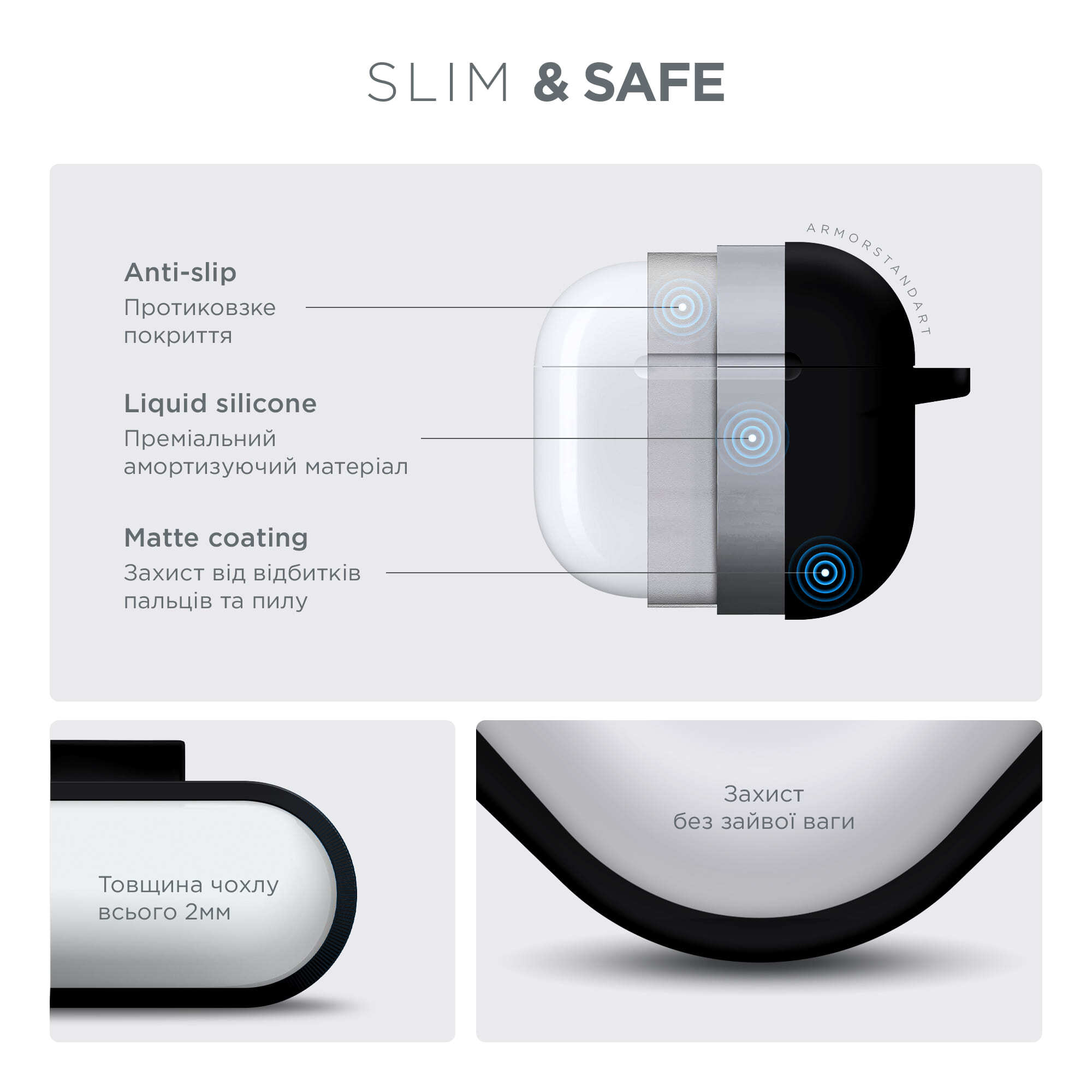 Чохол ArmorStandart Hang Case для Apple AirPods 4 Black (ARM81277)фото