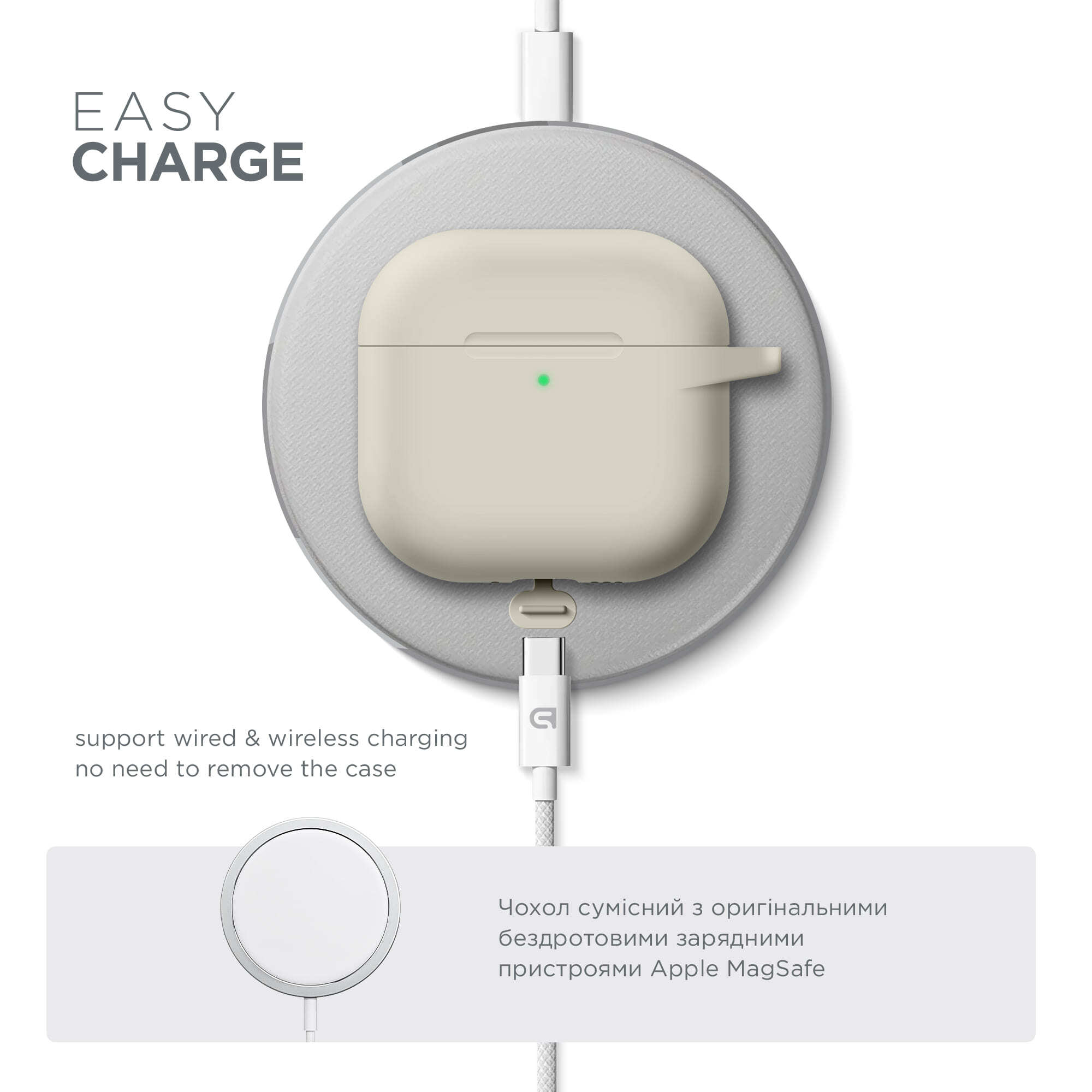 Чохол ArmorStandart Hang Case для Apple AirPods 4 Antique white (ARM81279)фото