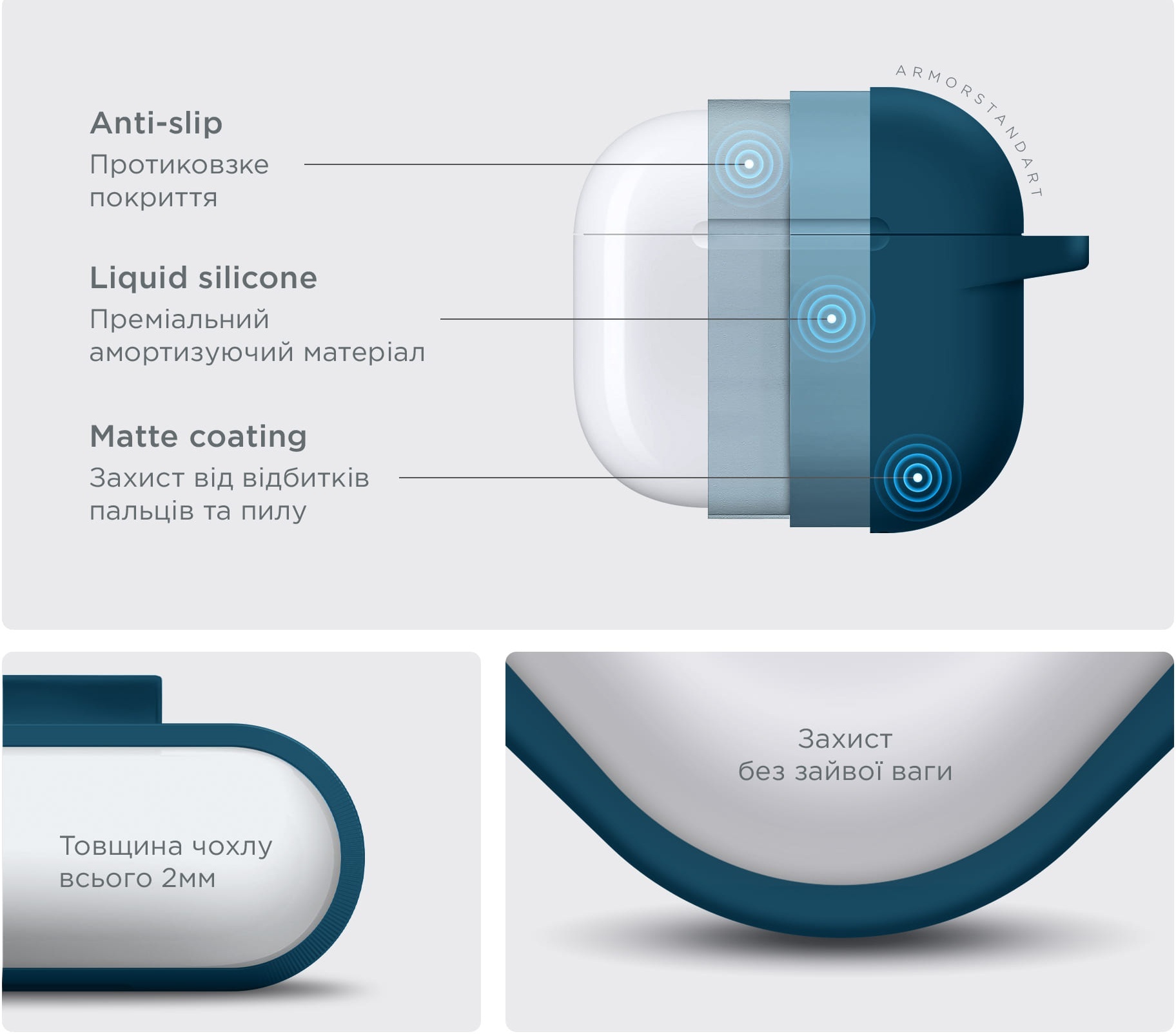 Чехол ArmorStandart Hang Case для Apple AirPods 4 Lake Blue (ARM81281) фото 4