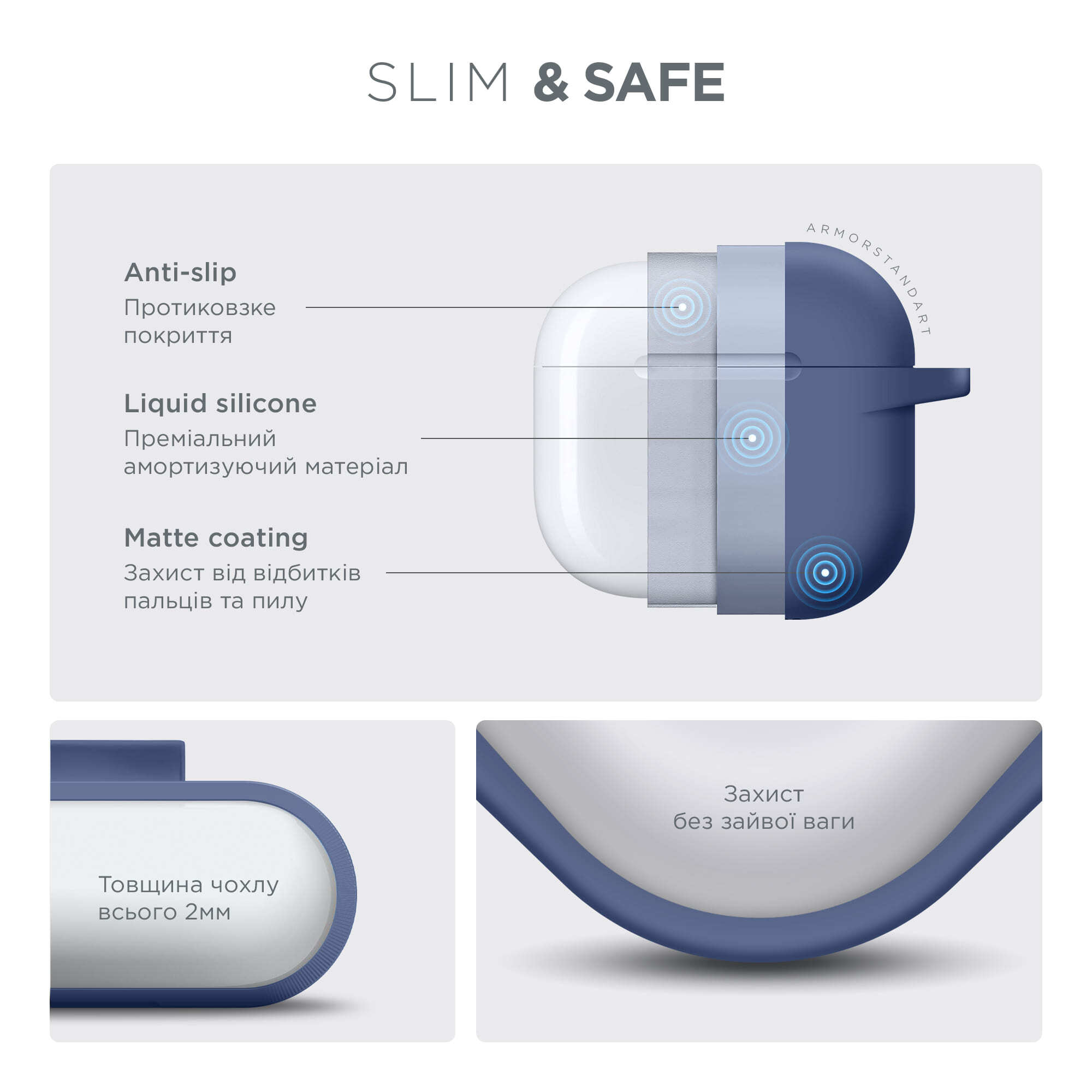 Чохол ArmorStandart Hang Case для Apple AirPods 4 Lavender (ARM81282)фото