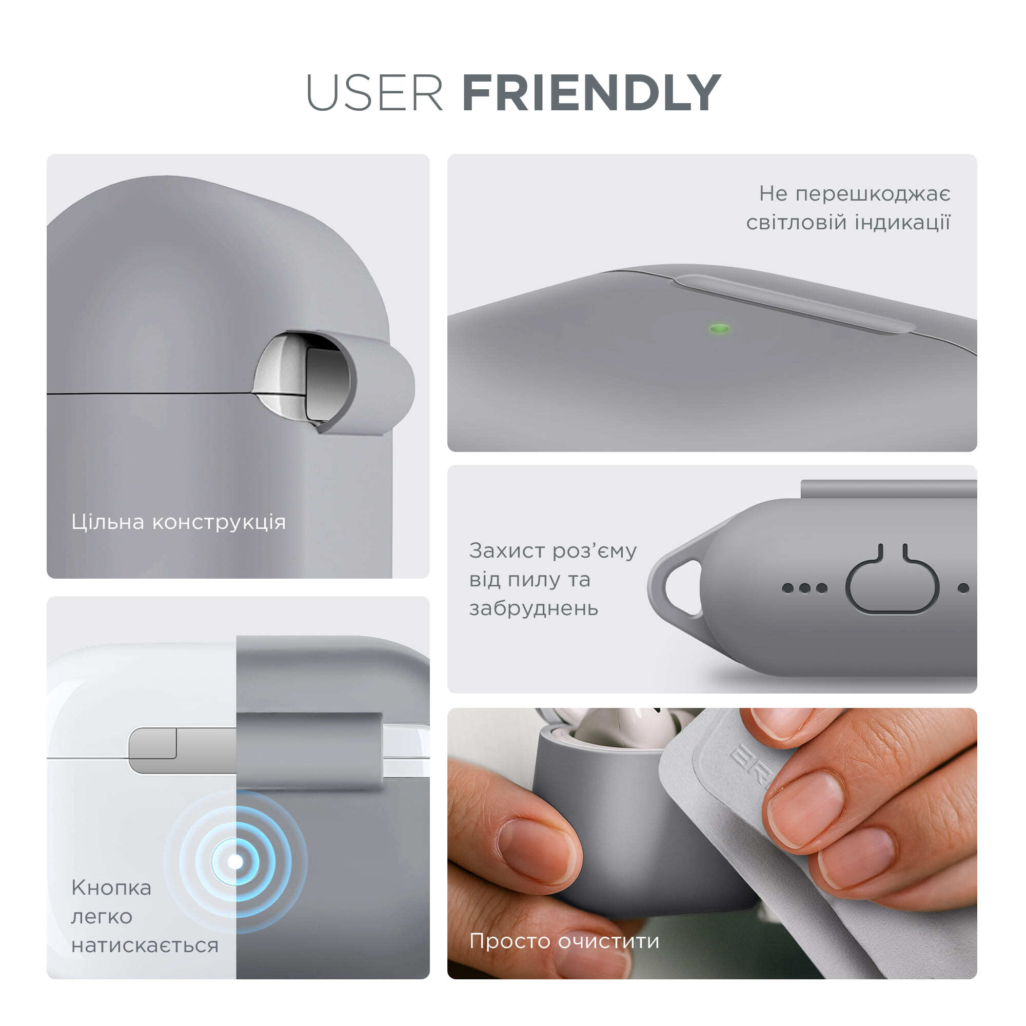 Чохол ArmorStandart Hang Case для Apple AirPods 4 Light Grey (ARM81284)фото