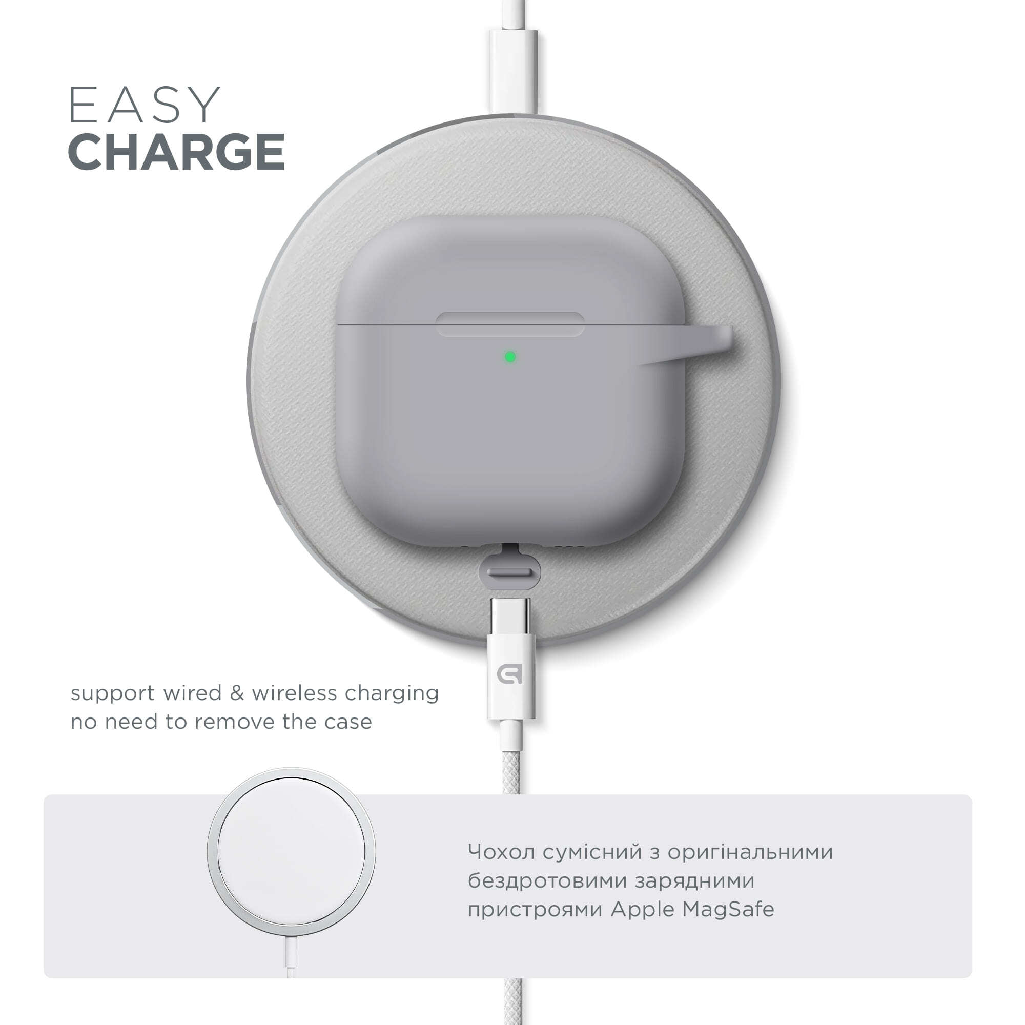 Чохол ArmorStandart Hang Case для Apple AirPods 4 Light Grey (ARM81284)фото