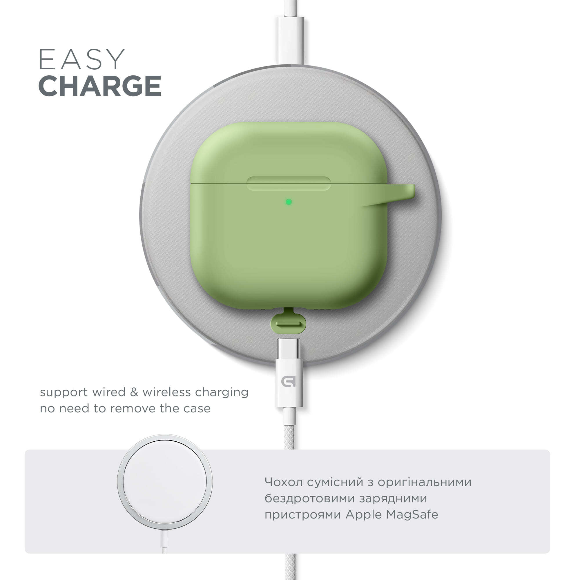 Чохол ArmorStandart Hang Case для Apple AirPods 4 Matcha Green (ARM81286)фото
