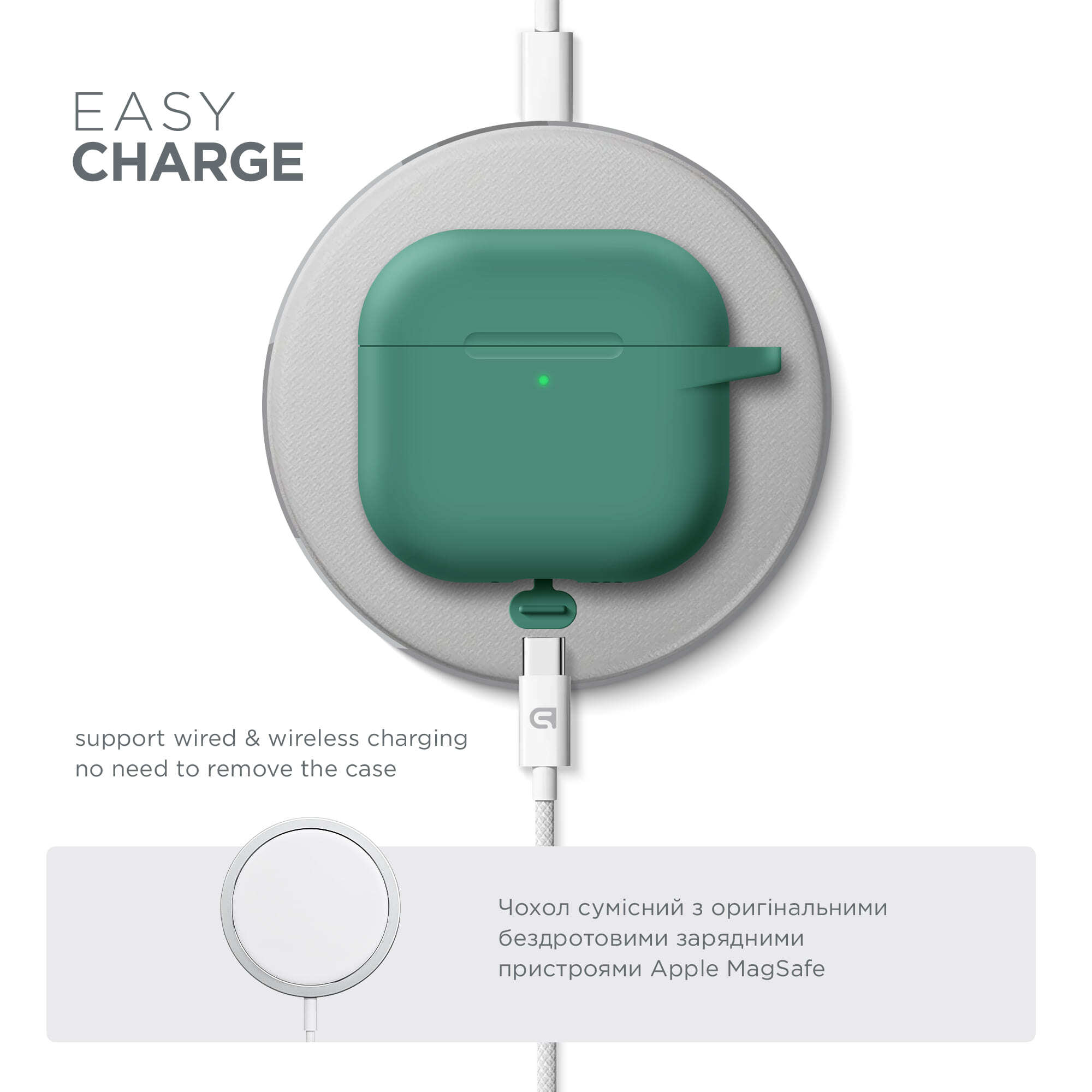 Чохол ArmorStandart Hang Case для Apple AirPods 4 Needle Green (ARM81289)фото