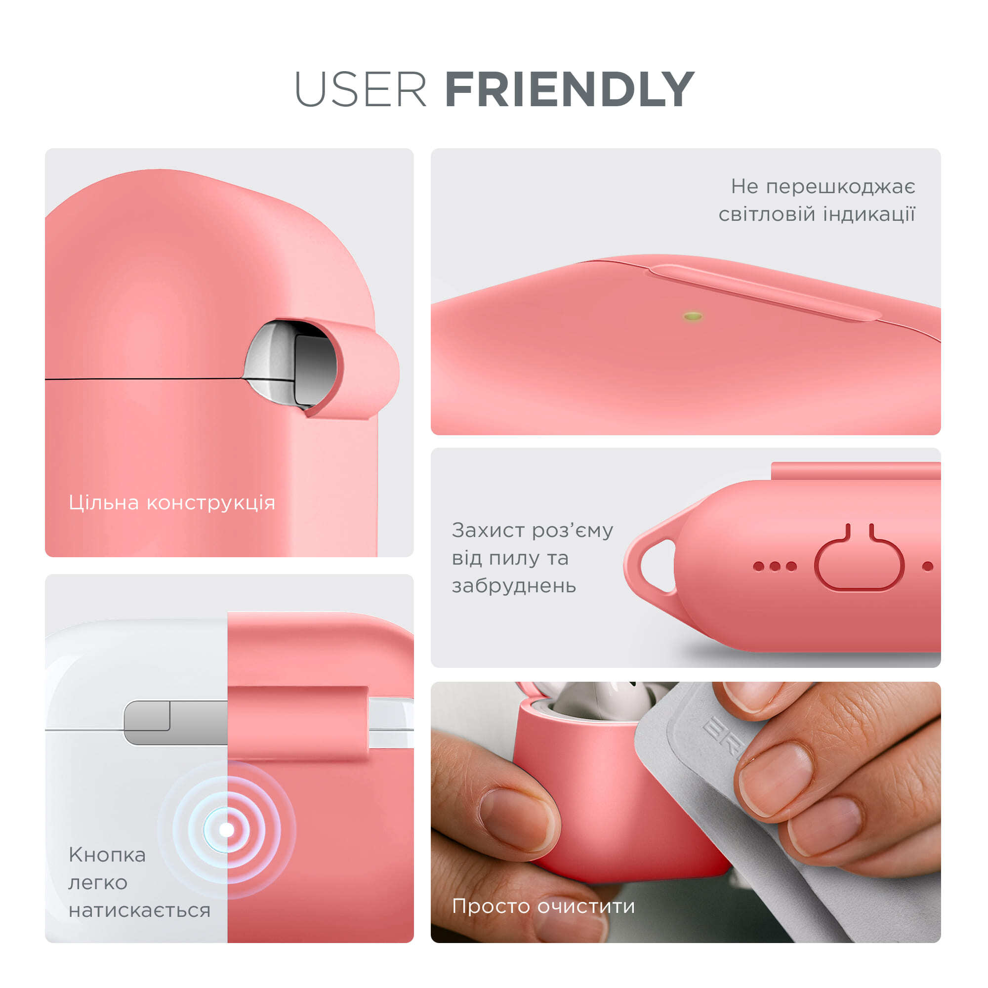 Чехол ArmorStandart Hang Case для Apple AirPods 4 Pink (ARM81290) фото 