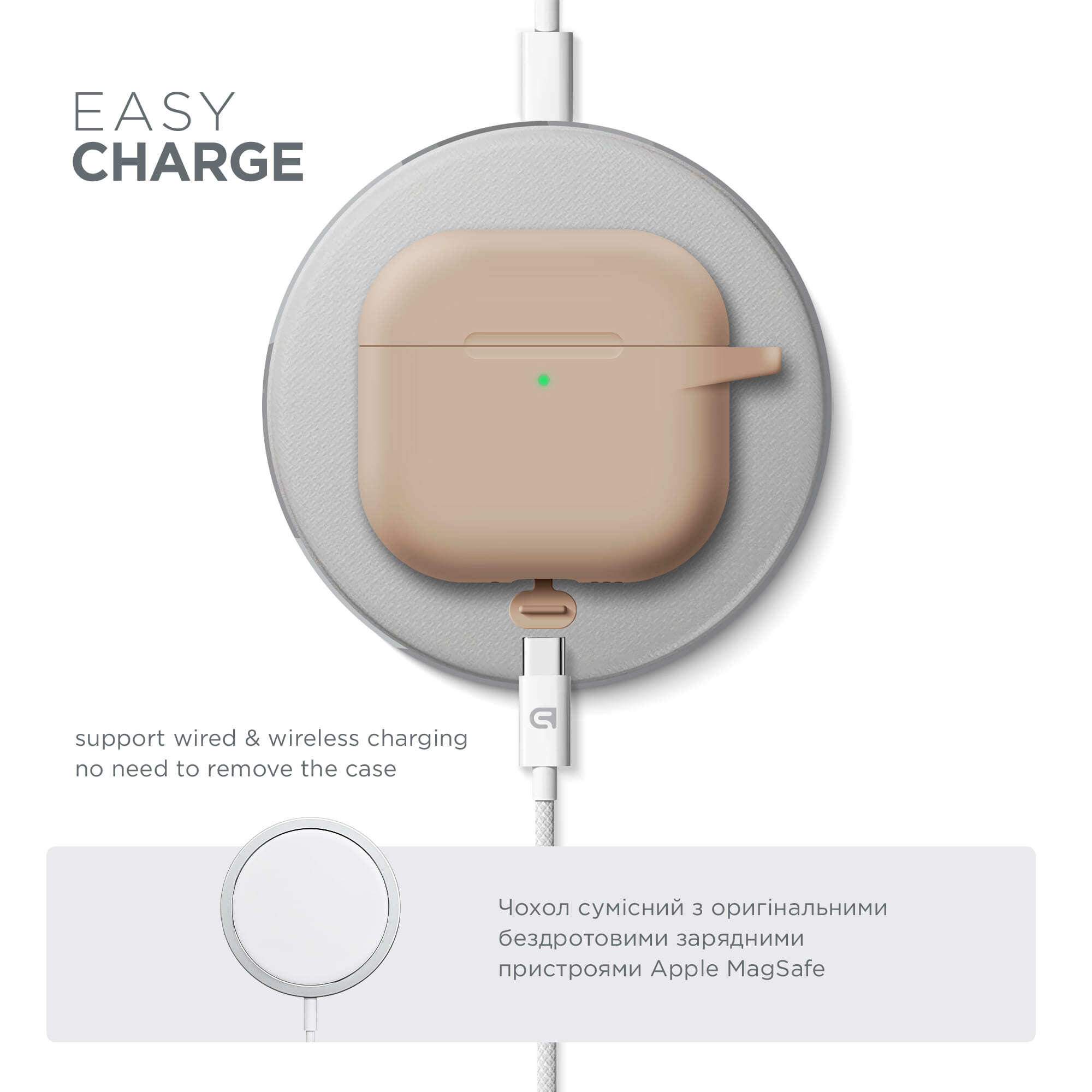 Чохол ArmorStandart Hang Case для Apple AirPods 4 Pink Sand (ARM81291)фото