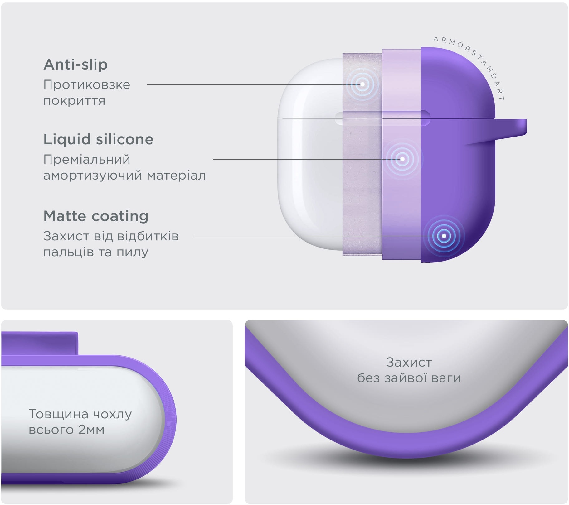 Чехол ArmorStandart Hang Case для Apple AirPods 4 Purple (ARM81292) фото 4