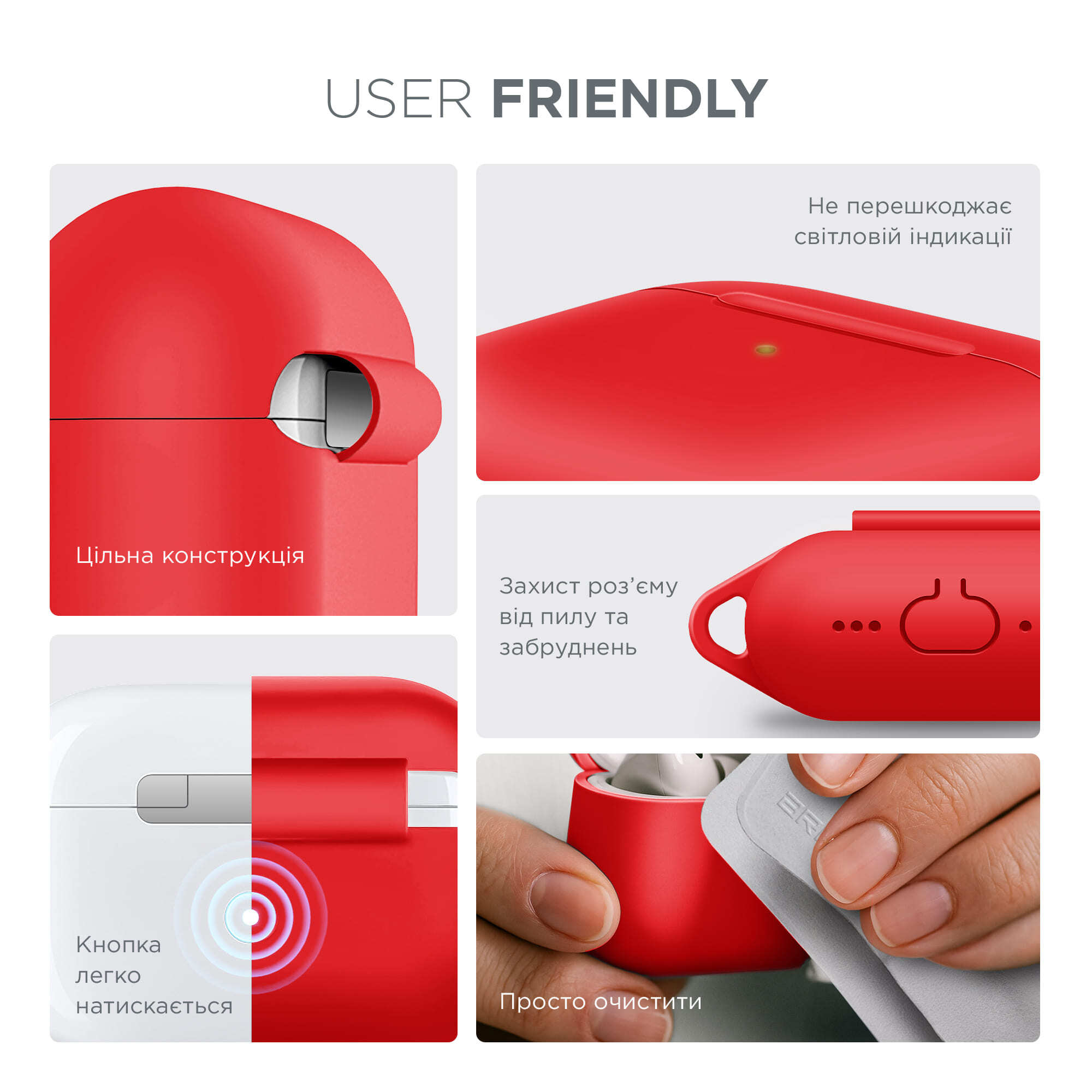 Чохол ArmorStandart Hang Case для Apple AirPods 4 Red (ARM81293)фото