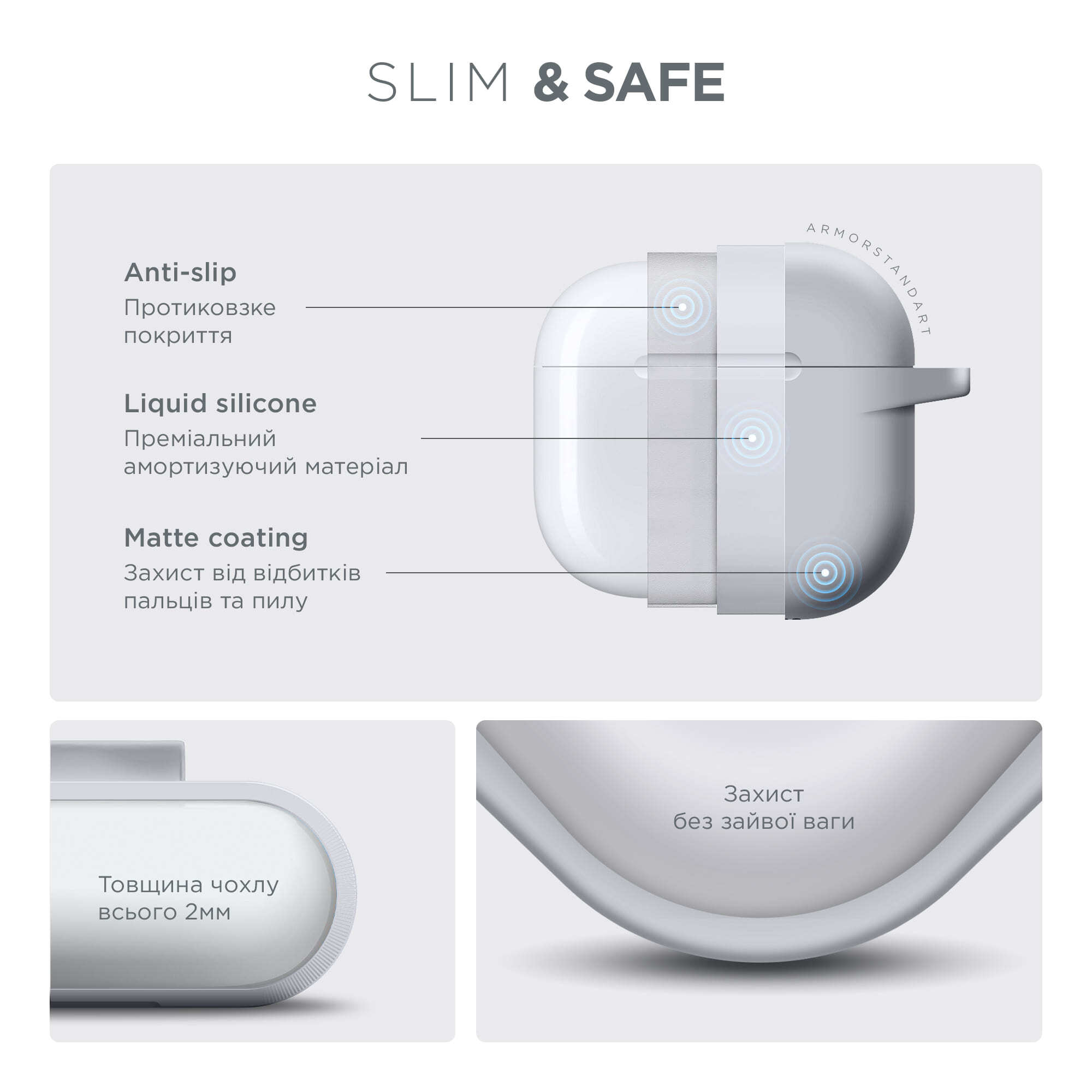 Чохол ArmorStandart Hang Case для Apple AirPods 4 White (ARM81295)фото