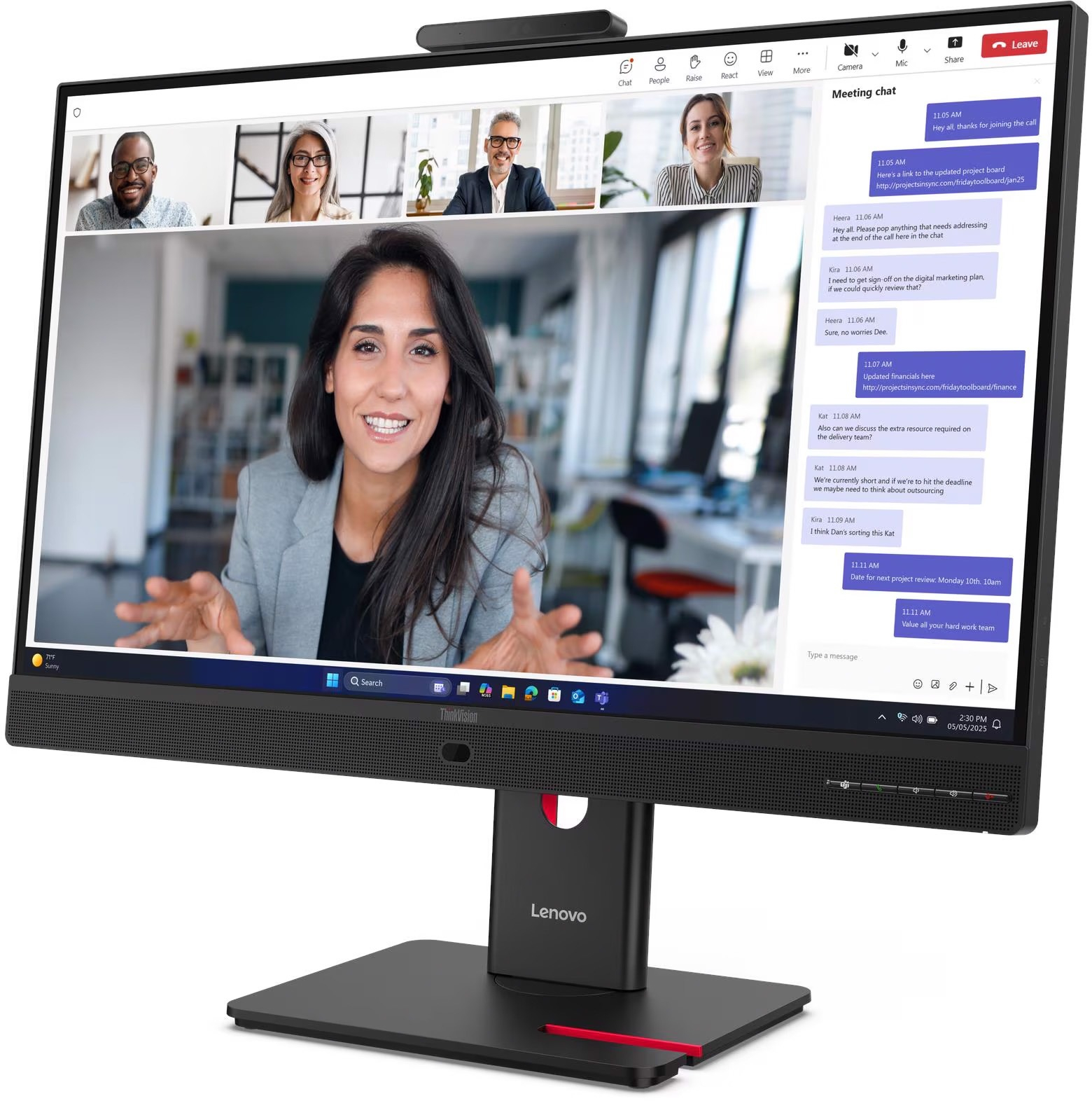 Монитор 27" LENOVO ThinkVision T27QD-4v (64B8UAT1UA) фото 3