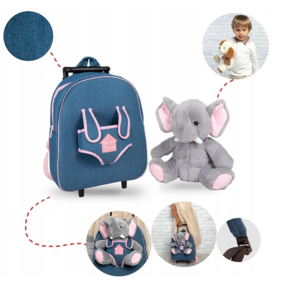 Рюкзак на колесах дитячий Perletti Perletti Toys Allie Elephant P13033 джинсовийфото