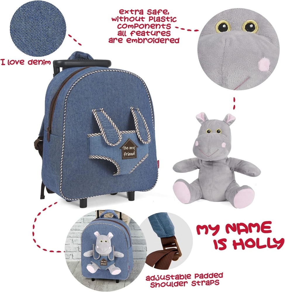 Рюкзак на колесах дитячий Perletti Perletti Toys Holly Hipp P13074 джинсовийфото