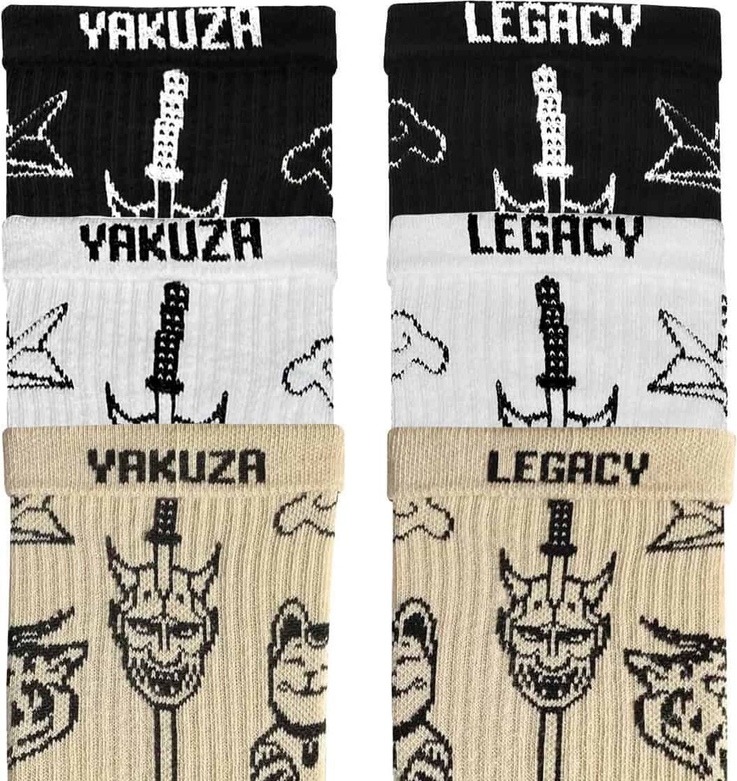 Набір шкарпеток NOSKAR Yakuza Tattoo 41-46 3 пари білі/бежіві/чорніфото2