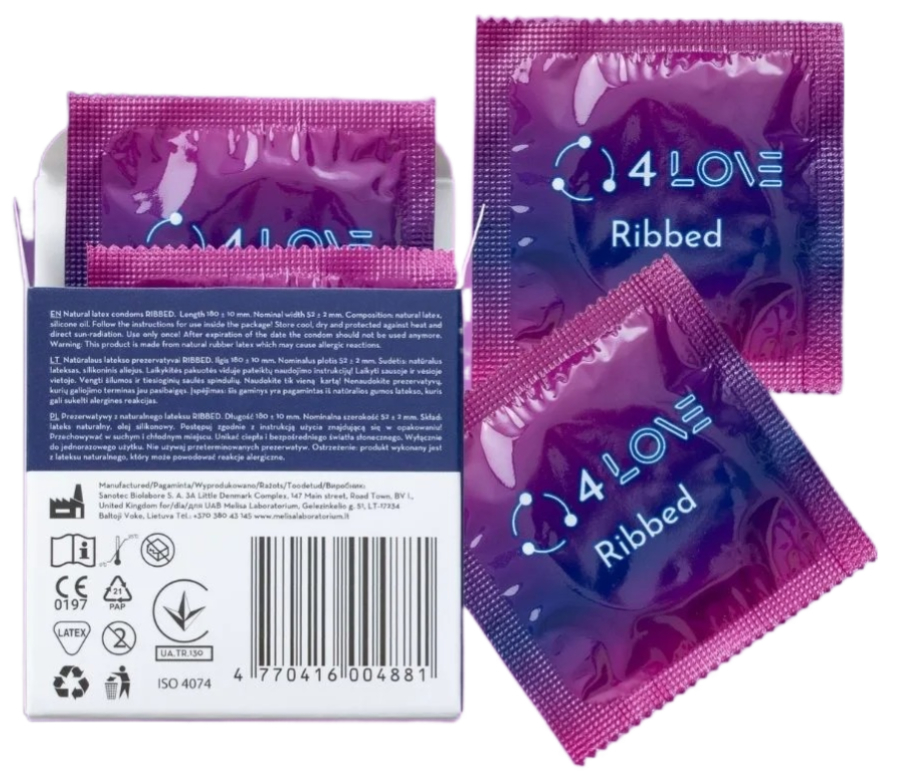 Презервативи 4Love Ribbed ребристі 4 штфото