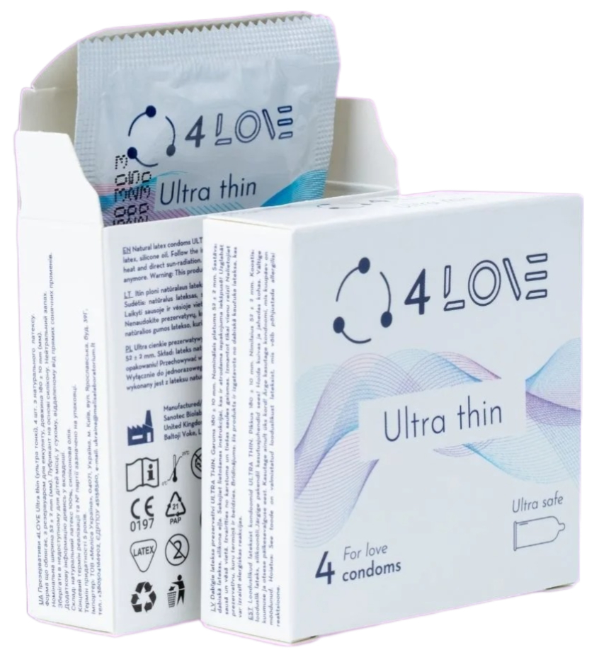 Презервативи 4Love Ultra thin ультра тонкі 4штфото