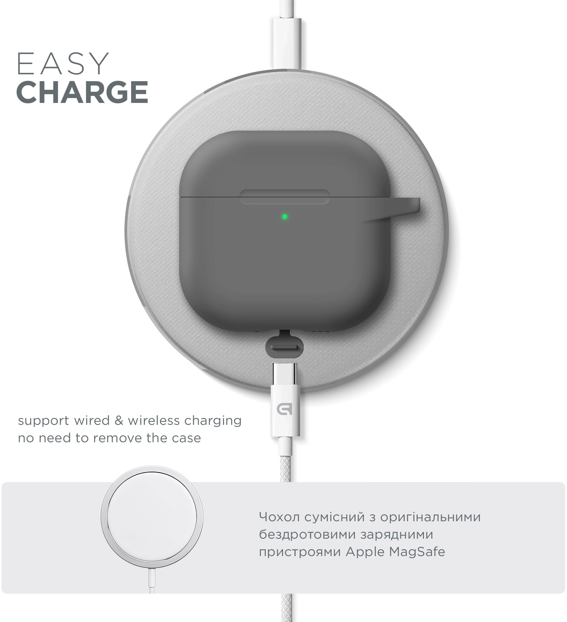 Чехол ArmorStandart Hang Case для Apple AirPods 4 Advanced ash (ARM81278) фото 7