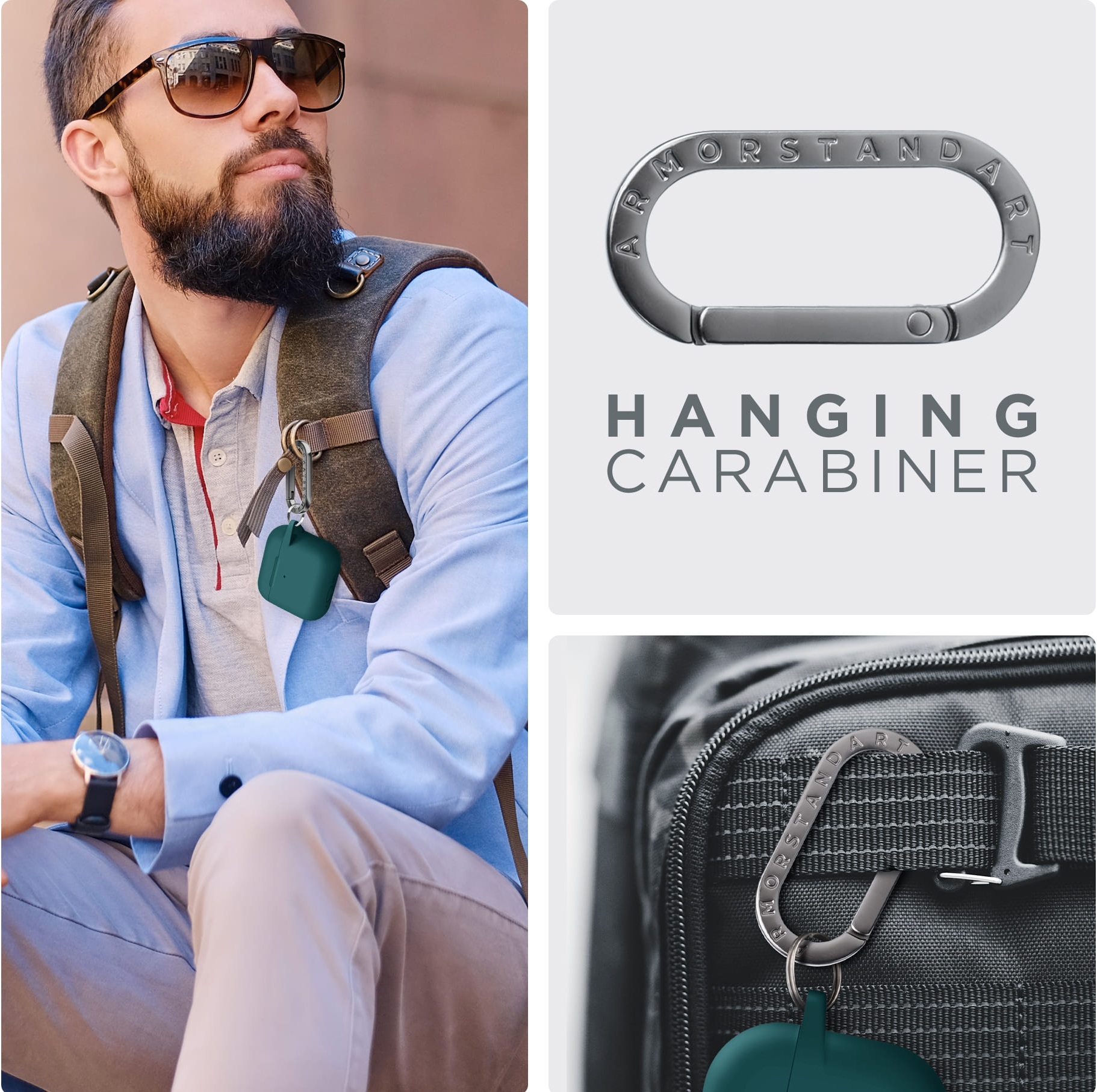 Чехол ArmorStandart Hang Case для Apple AirPods 4 Dark Green (ARM81280) фото 8