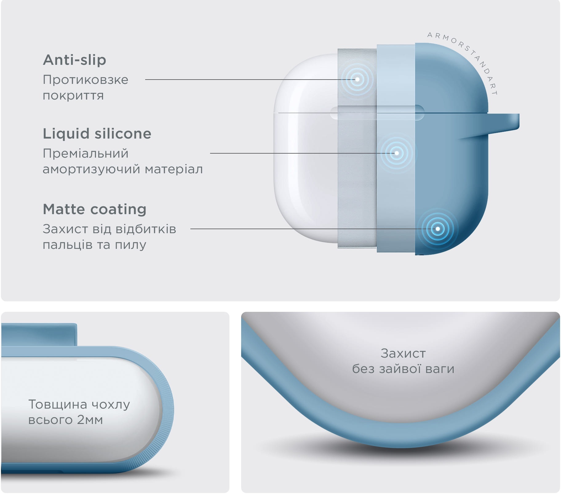 Чехол ArmorStandart Hang Case для Apple AirPods 4 Light Blue (ARM81283) фото 4