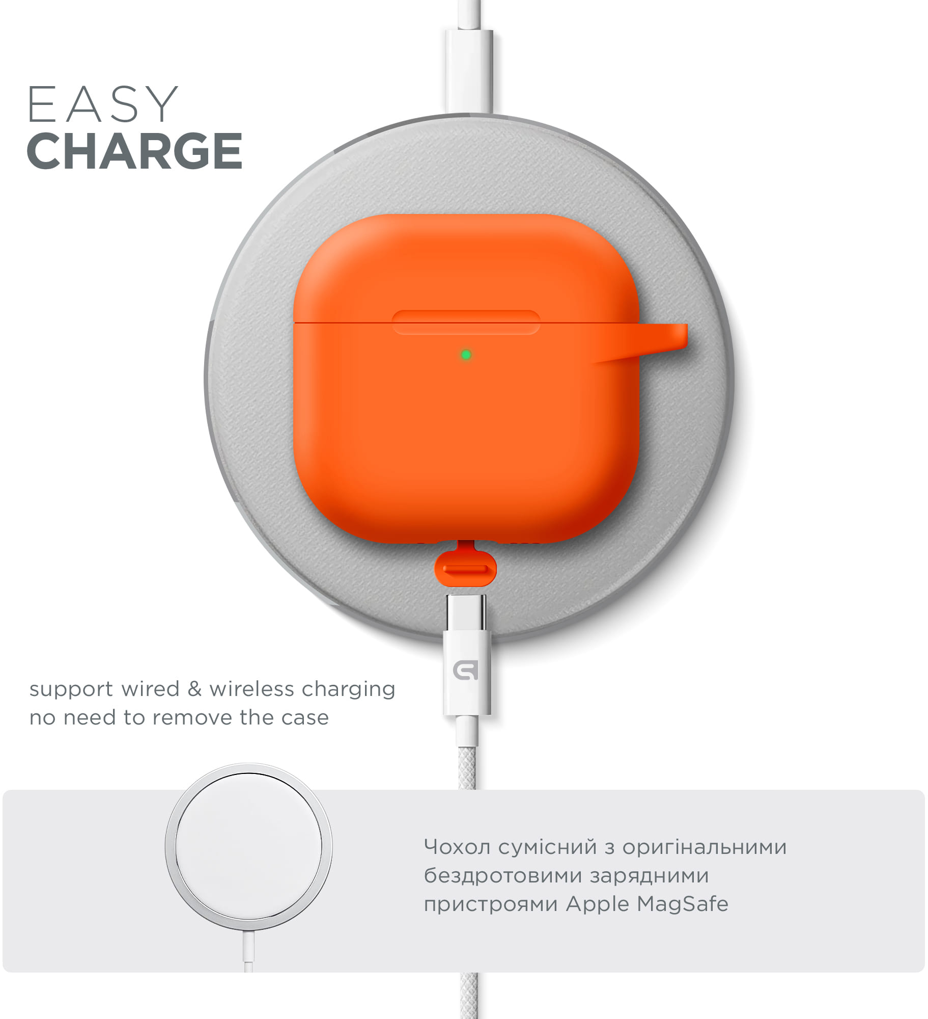 Чехол ArmorStandart Hang Case для Apple AirPods 4 Orange (ARM81288) фото 7
