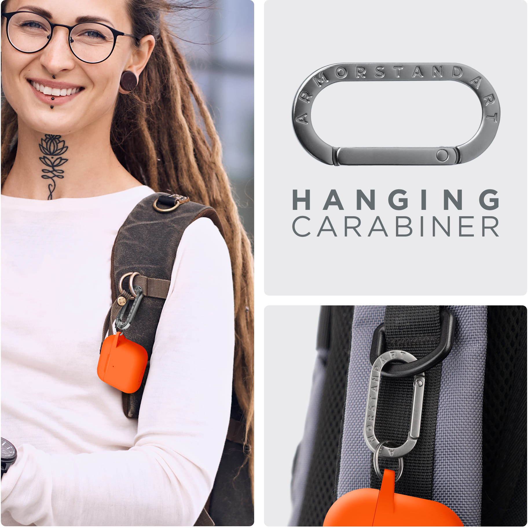 Чехол ArmorStandart Hang Case для Apple AirPods 4 Orange (ARM81288) фото 8