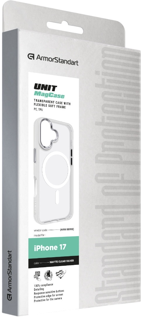 Чехол ArmorStandart Unit MagCase для Apple iPhone 17 Matte Clear Silver (ARM88998) фото 5