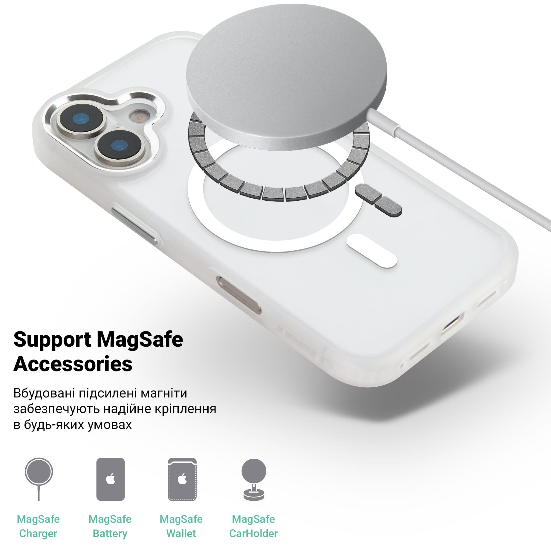 Чехол ArmorStandart Unit MagCase для Apple iPhone 17 Matte Clear Silver (ARM88998) фото 4