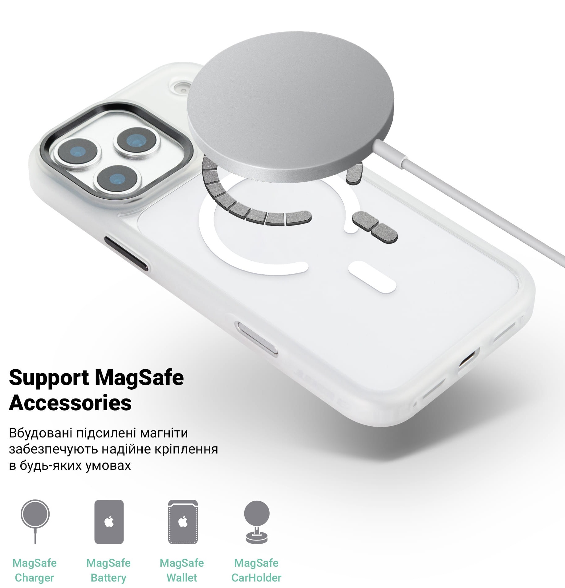 Чехол ArmorStandart Unit-C MagCase для Apple iPhone 17 Pro Matte Clear (ARM87911) фото 4