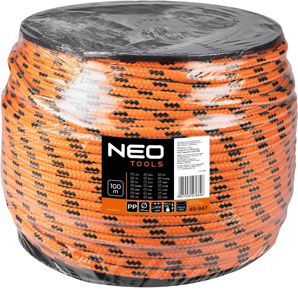 Шнур полипропиленовый Neo Tools плетеный 14мм, 100м (49-947) фото 6