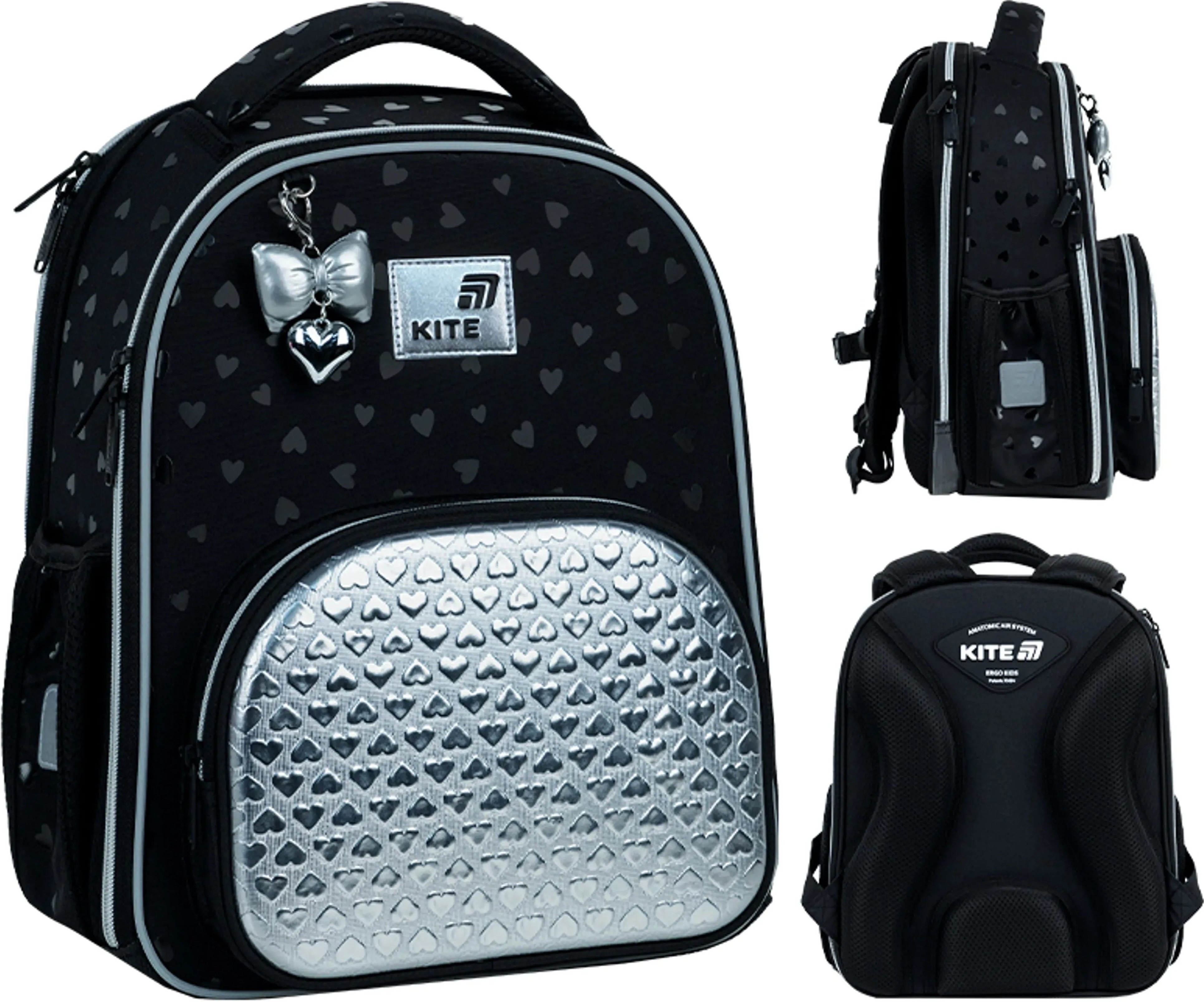 Рюкзак школьный каркасный Kite Education Black&amp;Silver K26-556M-2 фото 