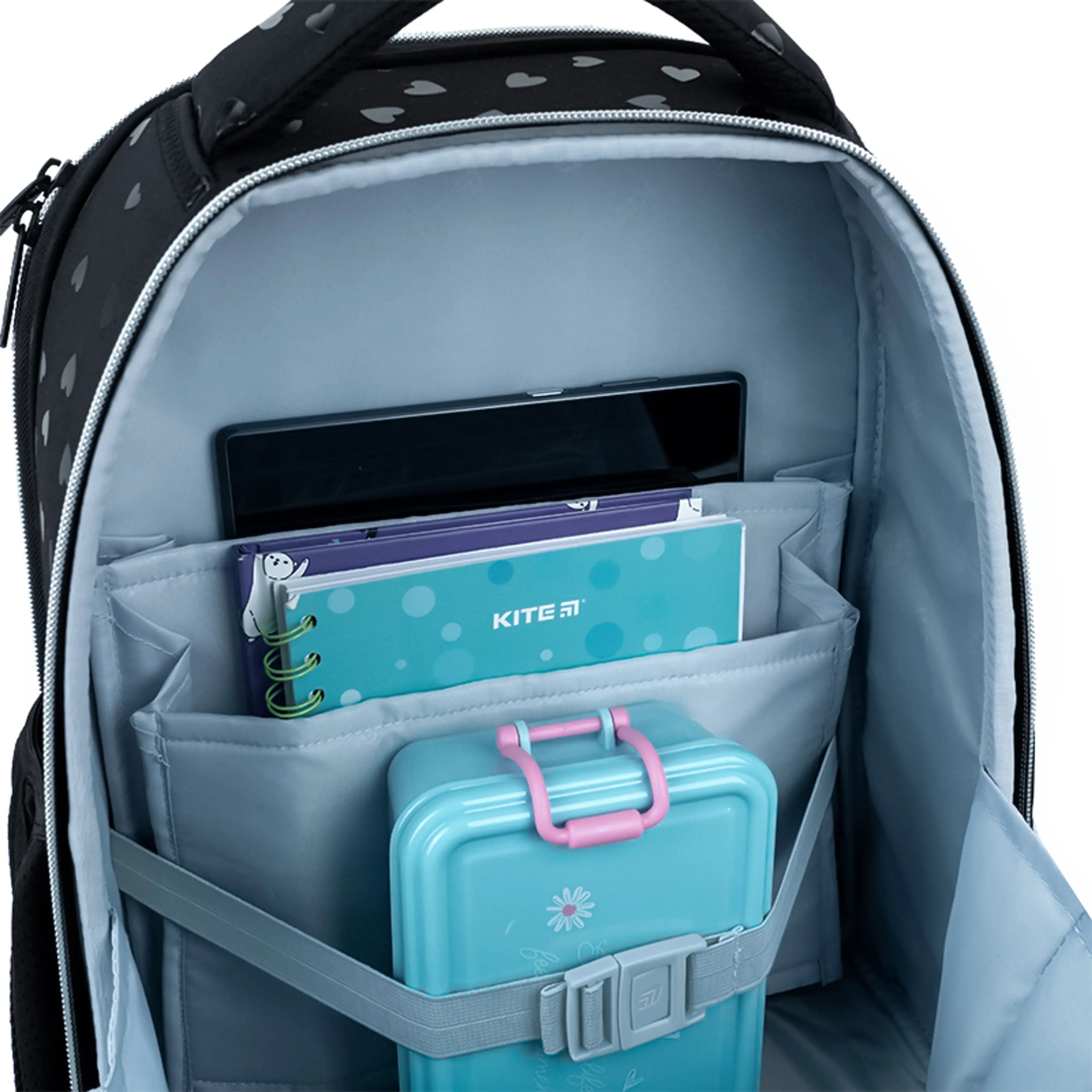 Рюкзак школьный каркасный Kite Education Black&amp;Silver K26-556M-2 фото 