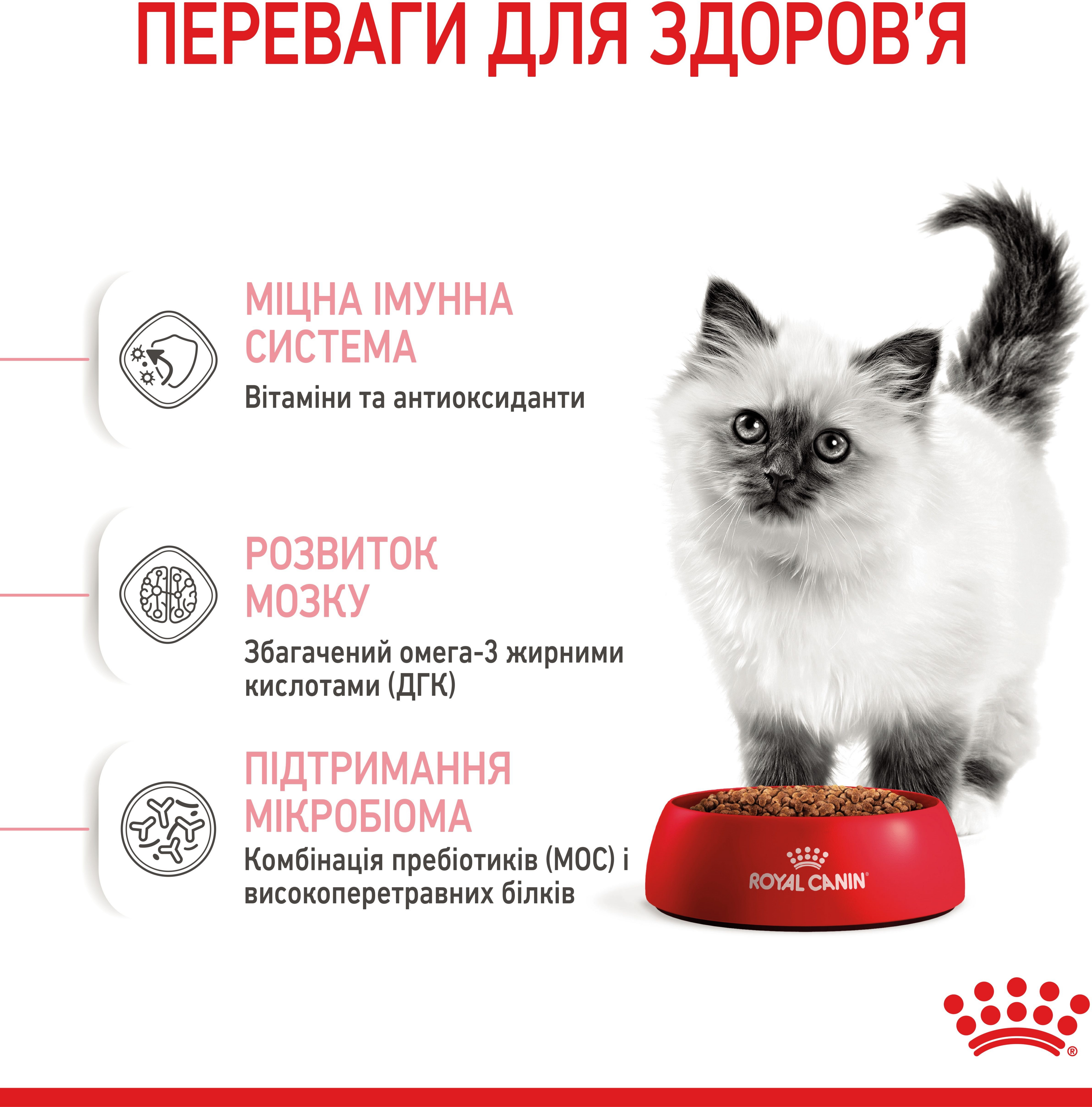 Перший набір для кошенят Сухий корм Royal Canin Kitten від 4 до 12 місяців 1.2 кг + Kitten Loaf 85г x 3штфото6