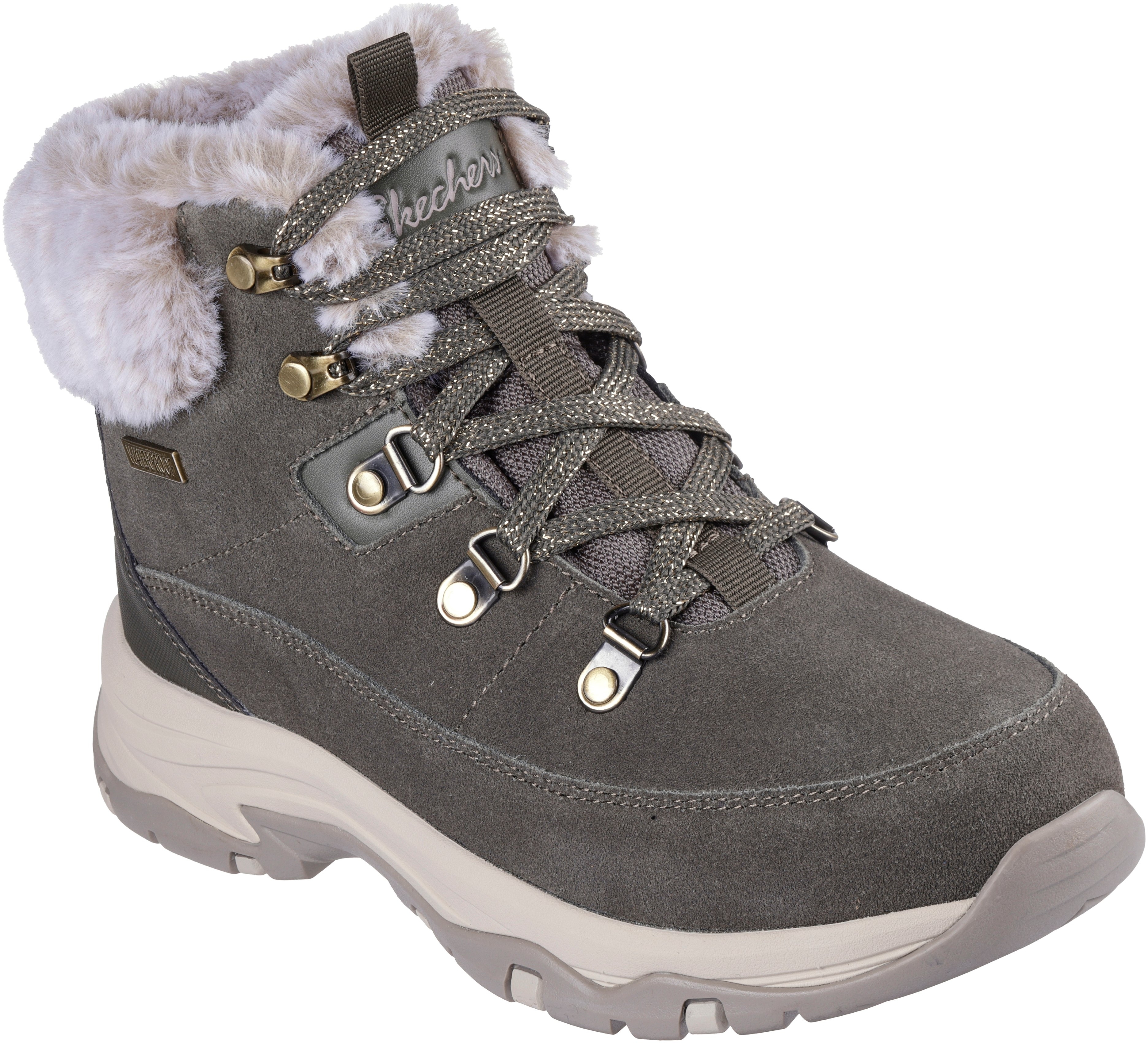 Ботинки женские Skechers Waterproof: Trego - Snow Worries 167882 OLV 36 (6 US) оливковые фото 