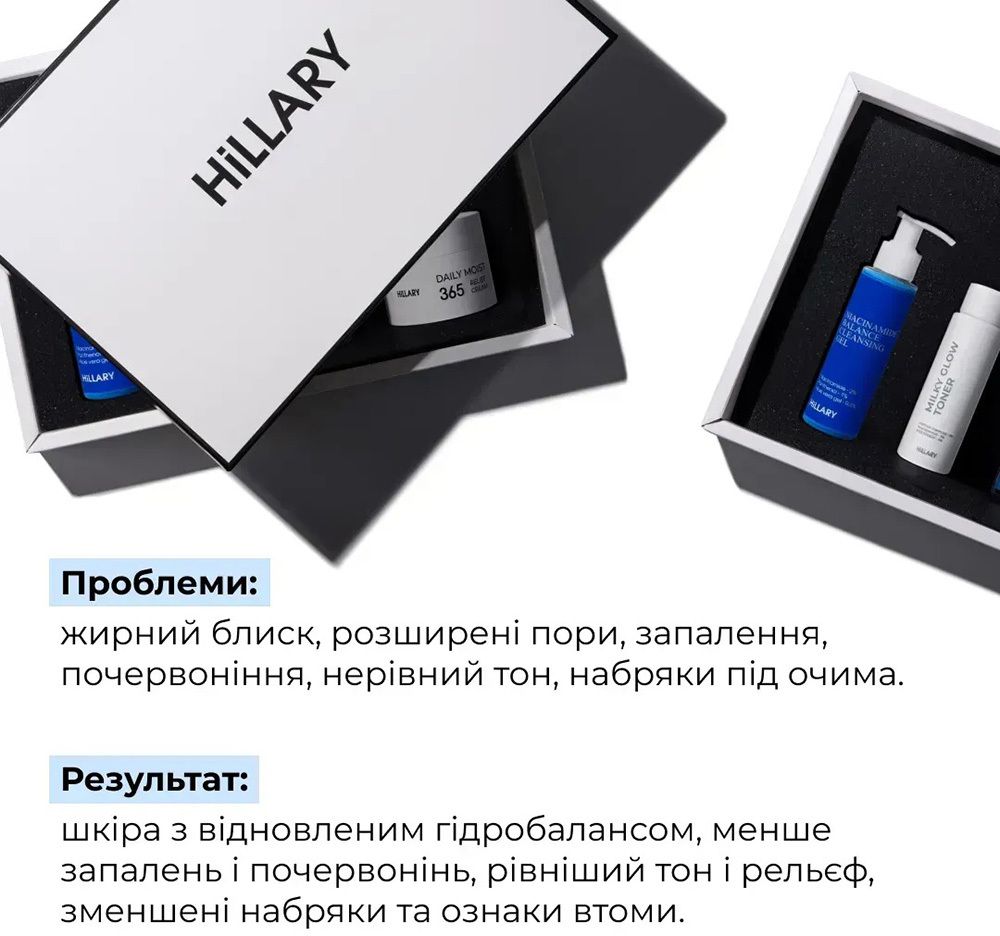 Комплексний б'юті-сет Hillary Perfect Niacinamide Sebo Balance для жирної та комбінованої шкірифото