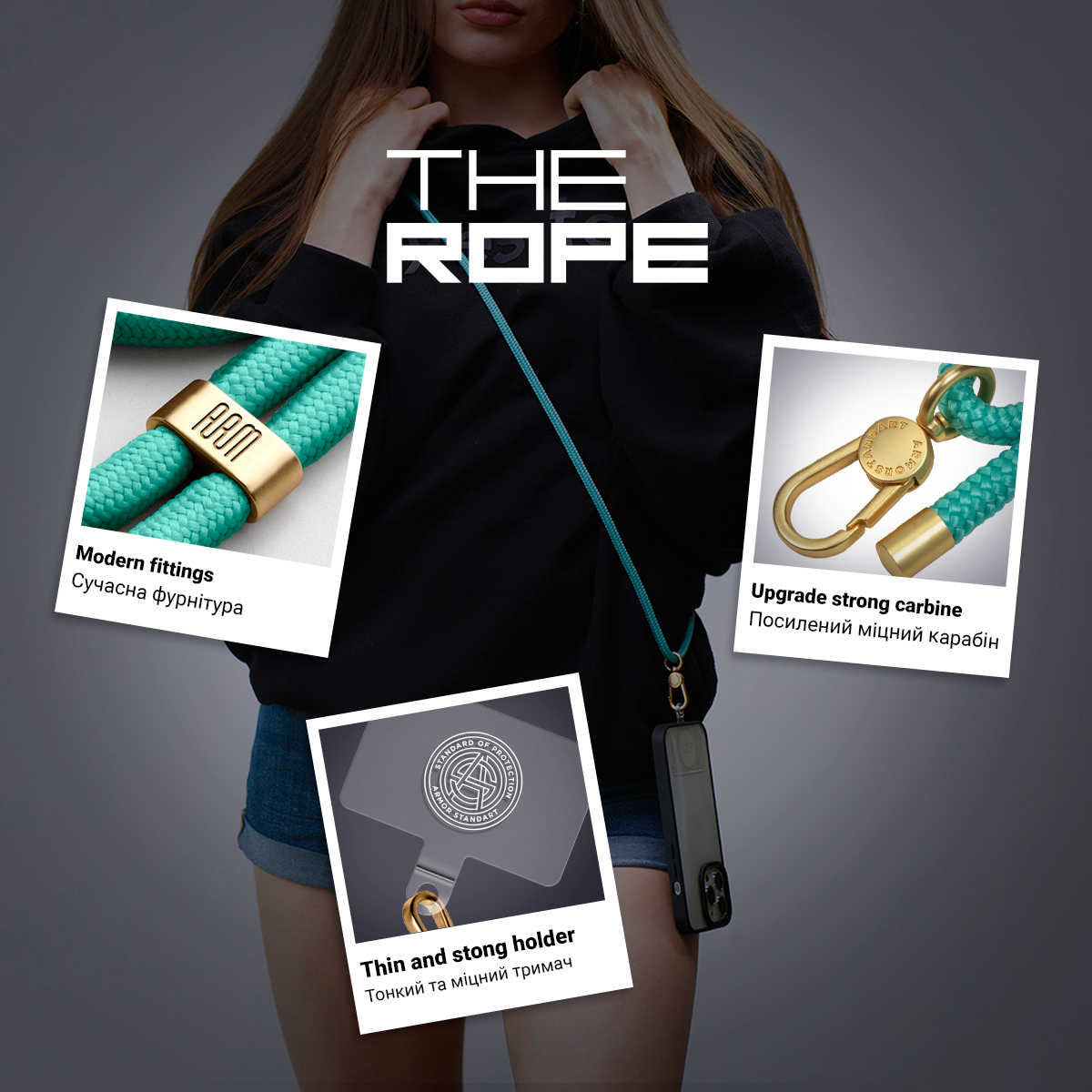 Ремешок для смартфона ArmorStandart Rope Gold Arctic with Clear holder (ARM67202) фото 