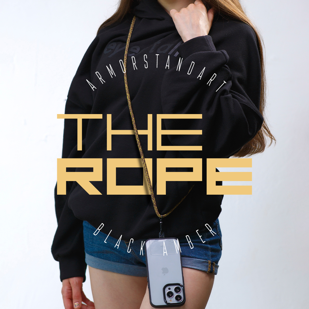 Ремешок для смартфона ArmorStandart Rope Black Amber with Clear holder (ARM67204) фото 3