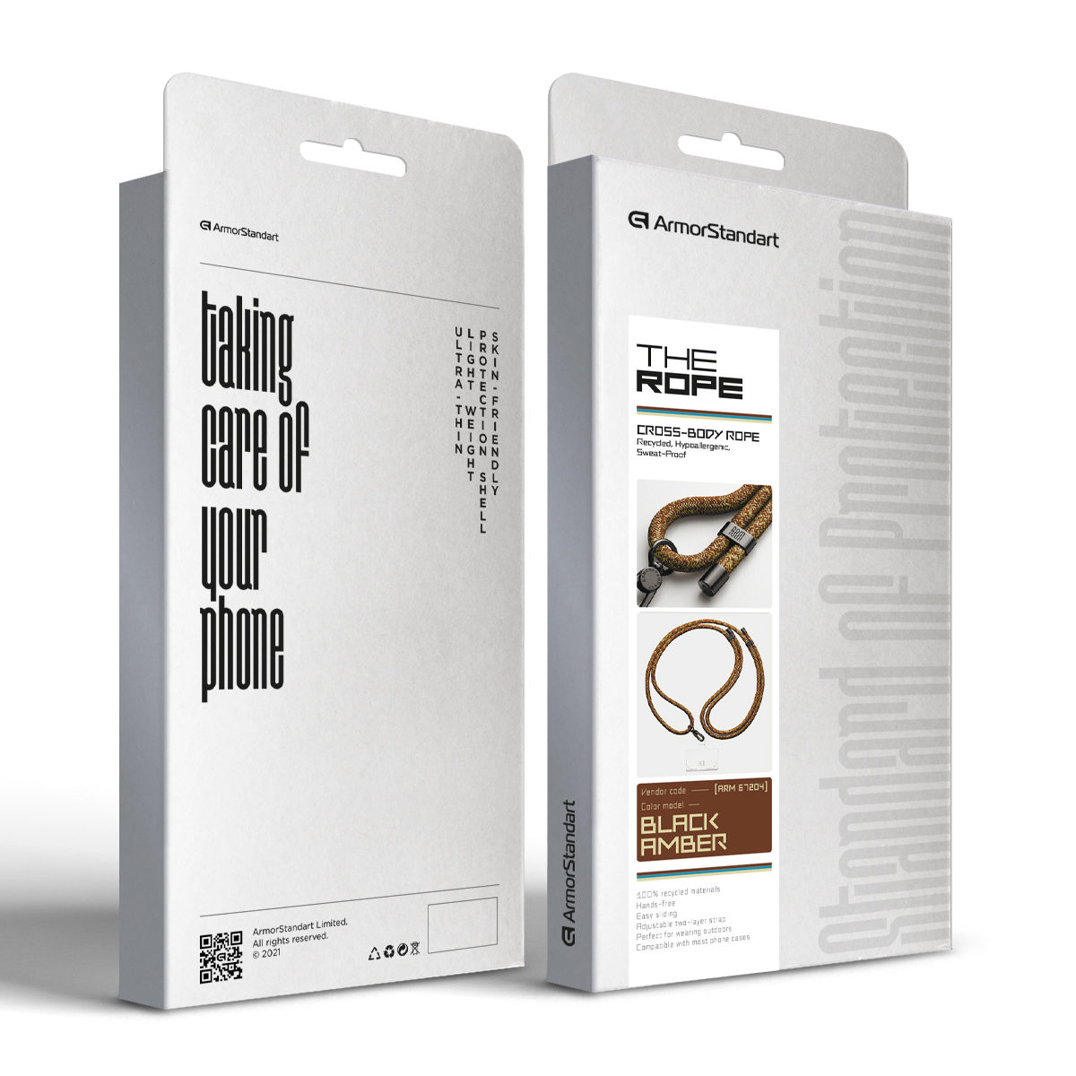 Ремешок для смартфона ArmorStandart Rope Black Amber with Clear holder (ARM67204) фото 6
