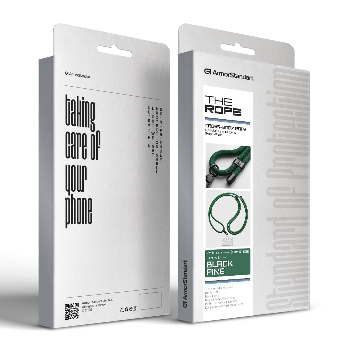 Ремешок для смартфона ArmorStandart Rope Black Pine with Clear holder (ARM67206) фото 6