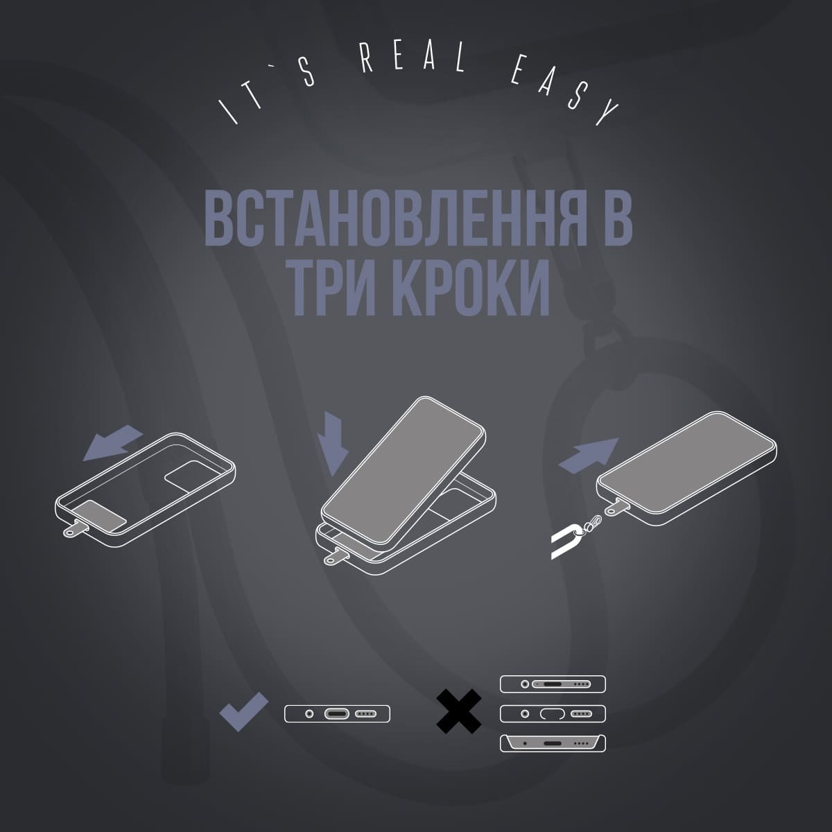 Ремешок для смартфона ArmorStandart Rope Black Monochrome with Clear holder (ARM76091) фото 