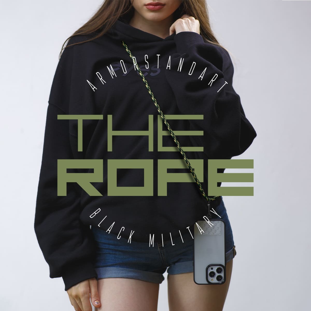 Ремешок для смартфона ArmorStandart Rope Black Military with Clear holder (ARM76092) фото 3