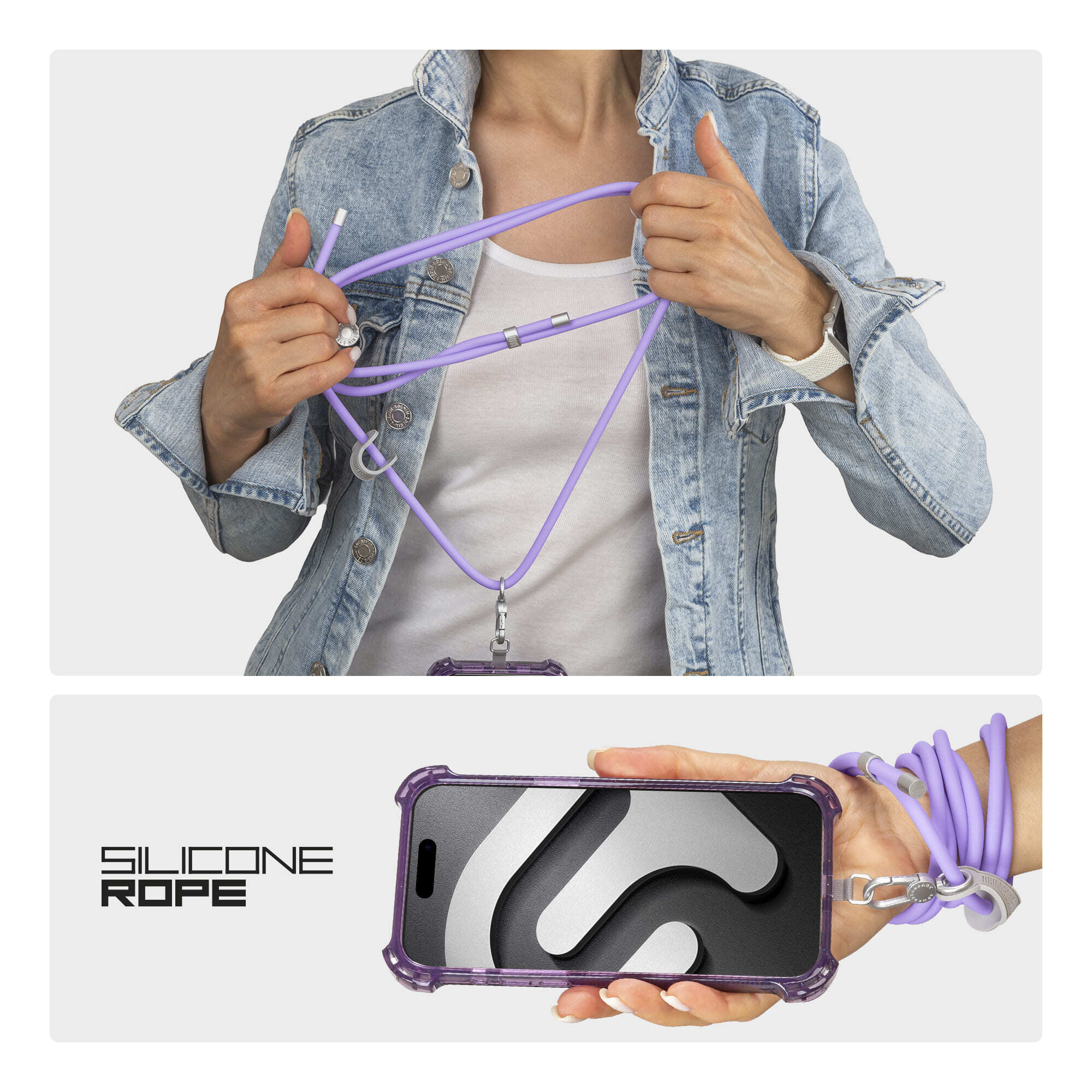 Ремешок для смартфона ArmorStandart Silicone Rope Titanium Violet with Grey holder (ARM76274) фото 4