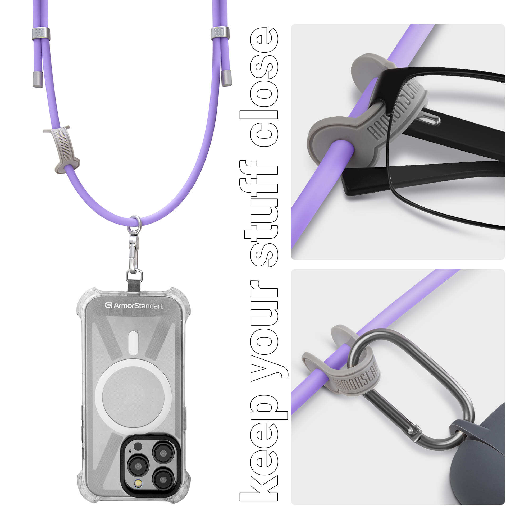 Ремешок для смартфона ArmorStandart Silicone Rope Titanium Violet with Grey holder (ARM76274) фото 5