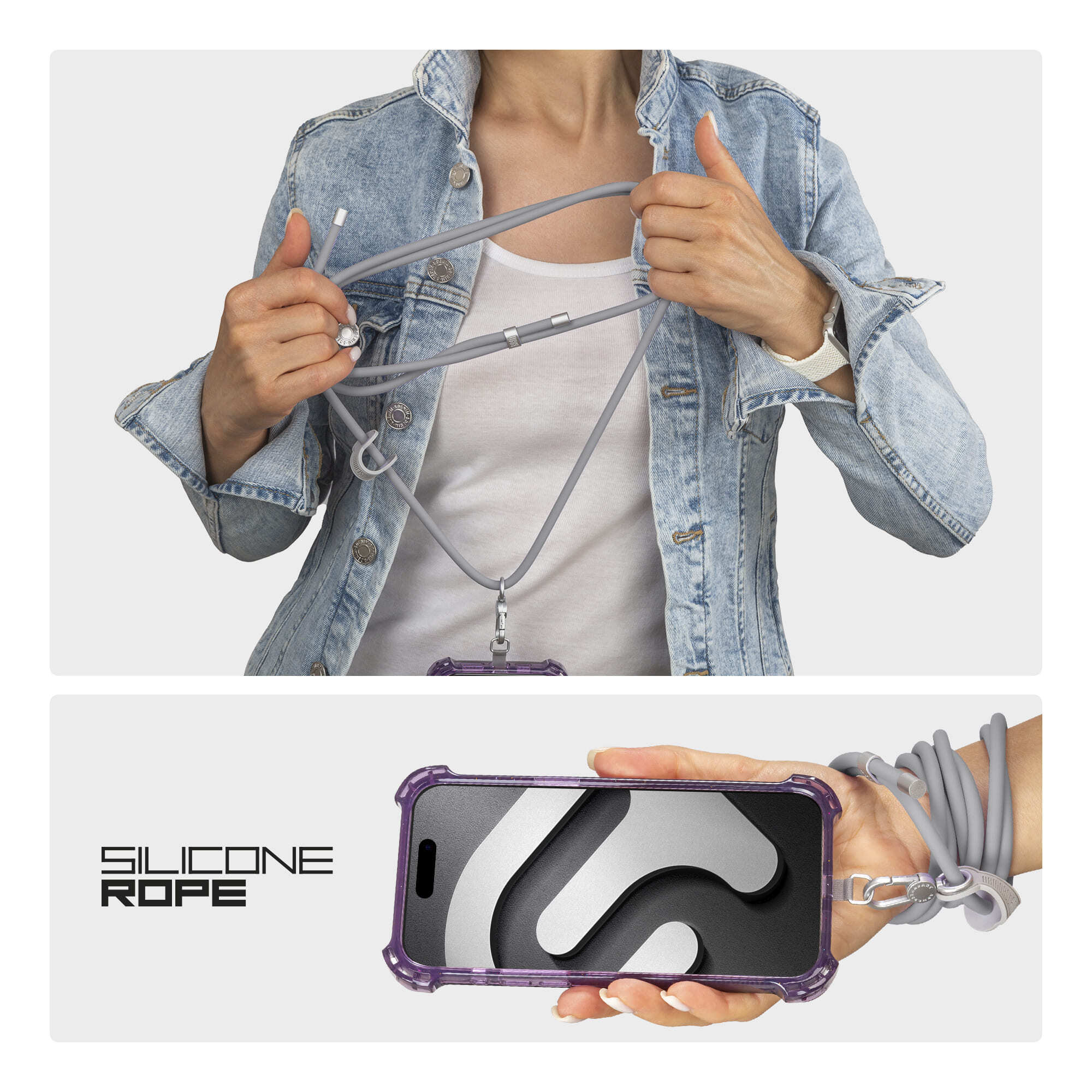 Ремешок для смартфона ArmorStandart Silicone Rope Titanium Grey with Grey holder (ARM76276) фото 