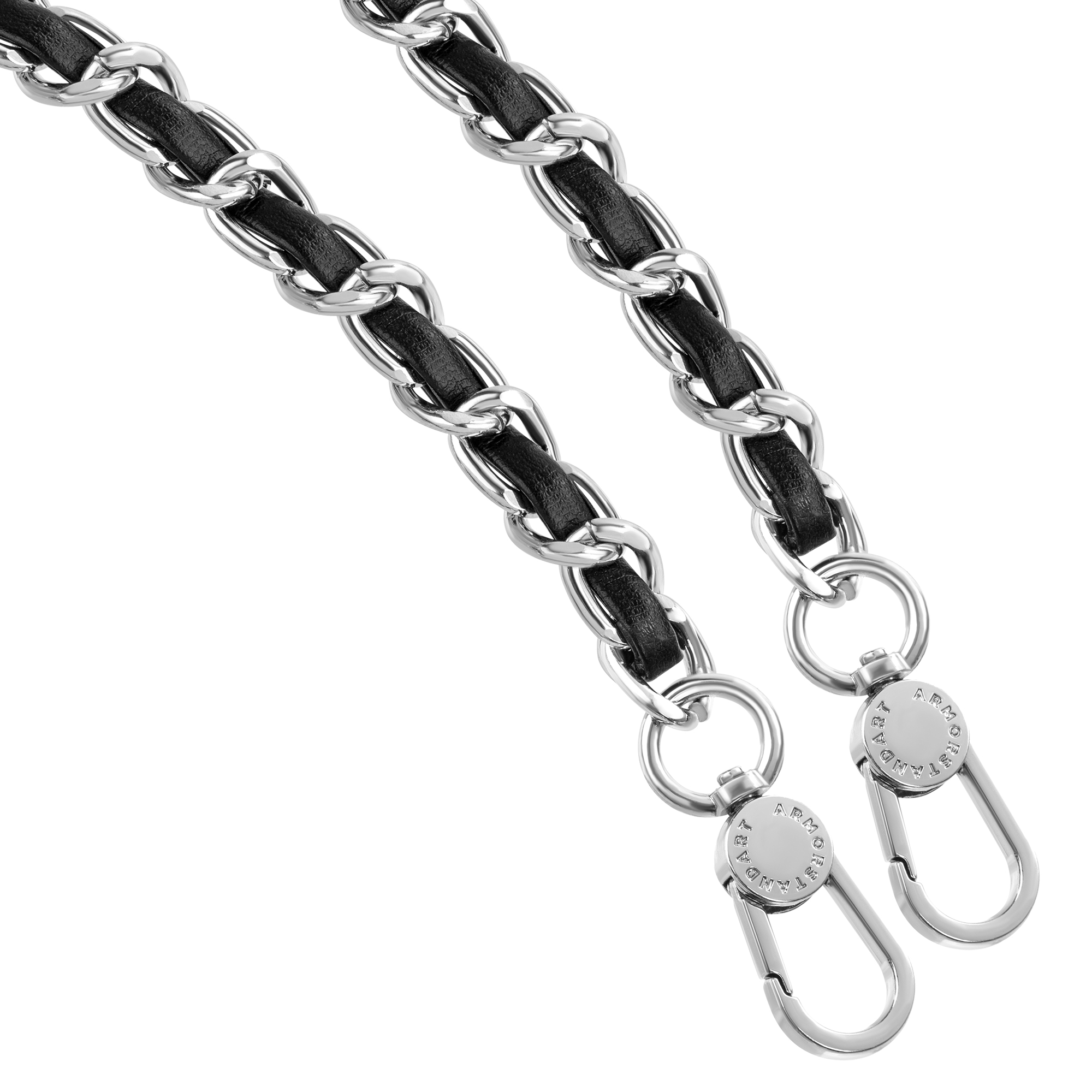 Ремешок для смартфона ArmorStandart Chain link Polished Silver with Black Leather (ARM77033) фото 2