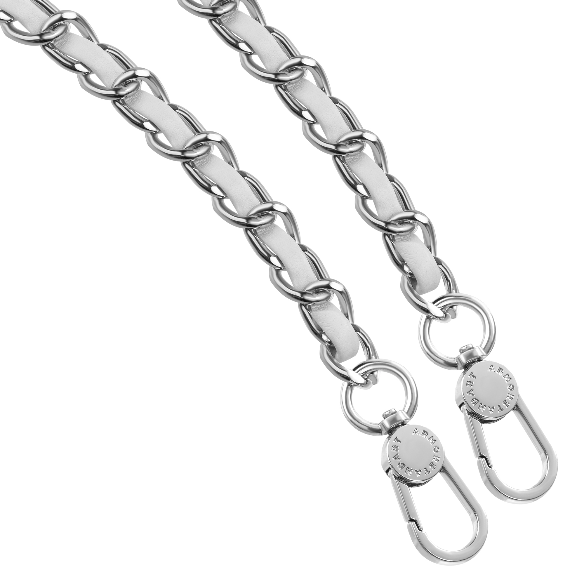 Ремешок для смартфона ArmorStandart Chain link Polished Silver with White Leather (ARM77034) фото 