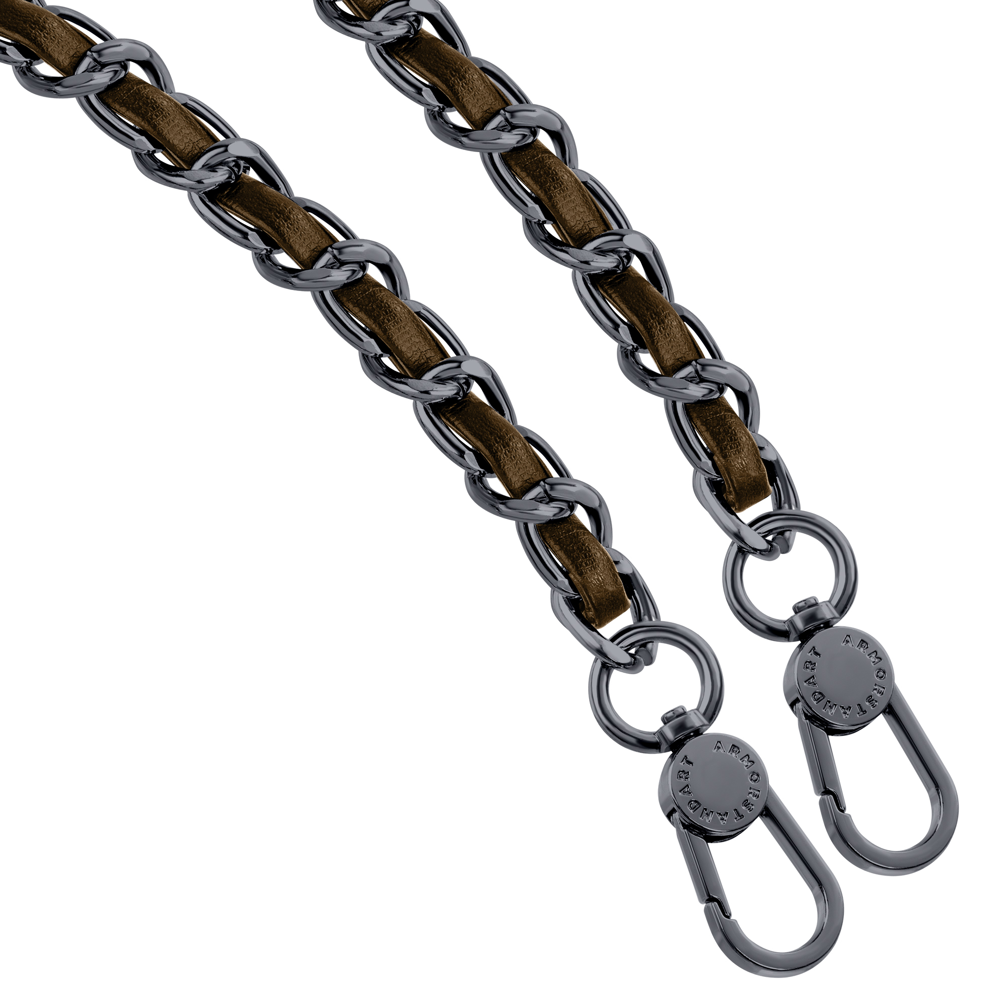 Ремешок для смартфона ArmorStandart Chain link Aged Ruthenium with Brown Leather (ARM77036) фото 2