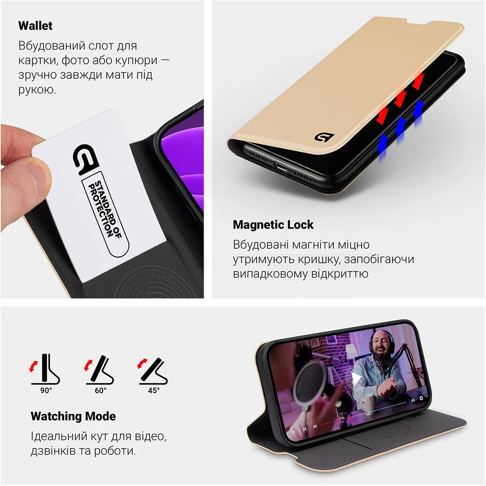 Чехол-книжка ArmorStandart OneFold Case для Samsung A06 (A065) Gold (ARM80730) фото 4
