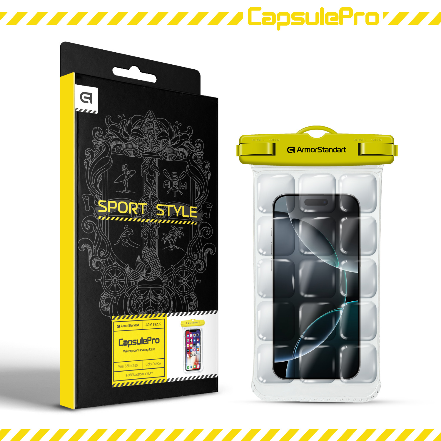 Водонепроникний чохол ArmorStandart CapsulePro Waterproof Floating Case Yellow (ARM59235)фото6