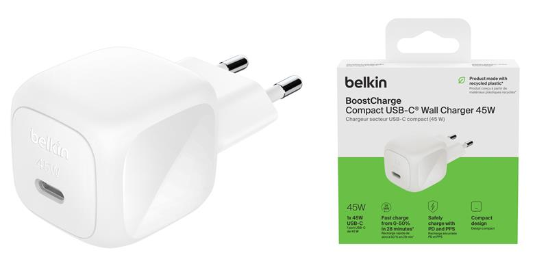 Сетевое зарядное устройство Belkin 45Вт USB-С PD PPS White (WCA013KQWH) фото 