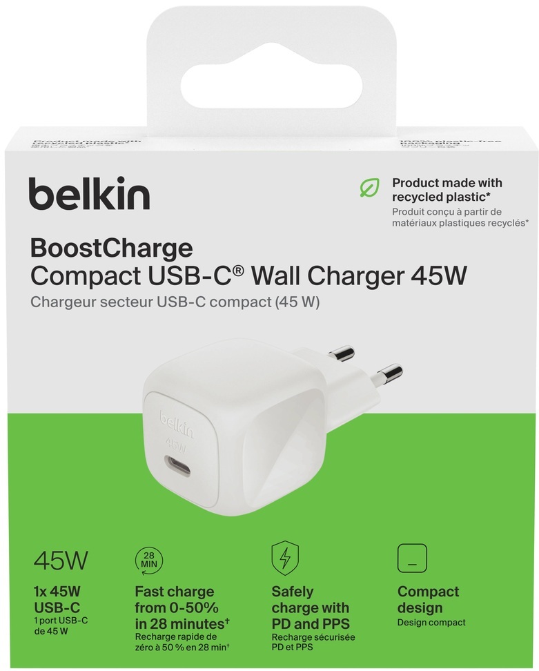 Сетевое зарядное устройство Belkin 45Вт USB-С PD PPS White (WCA013KQWH) фото 