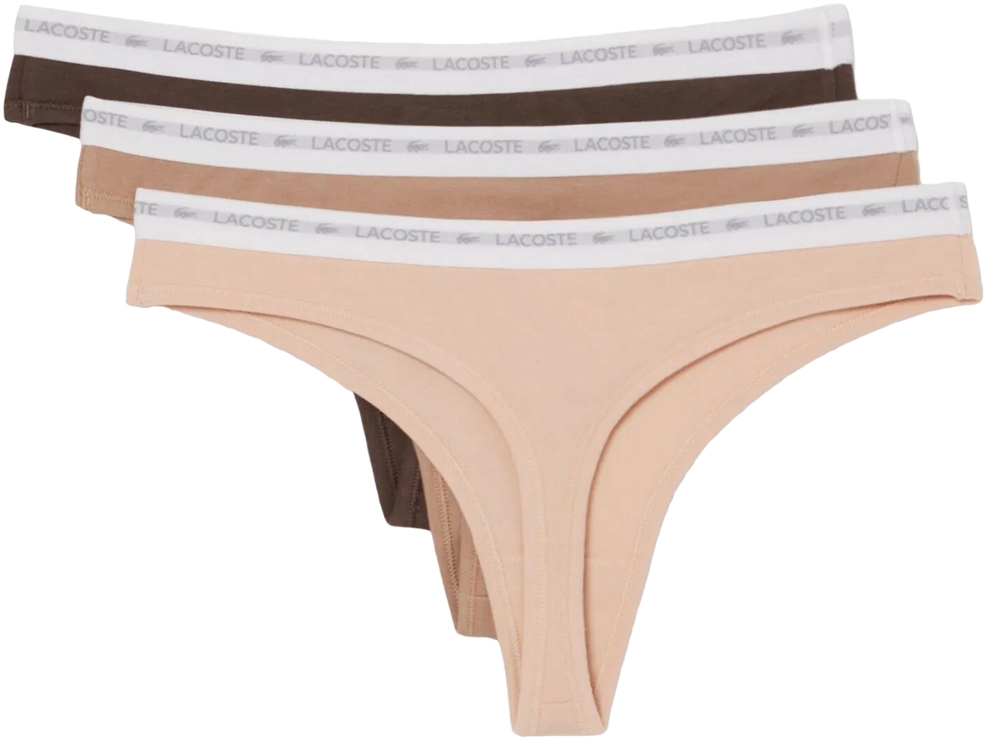 Трусы-стринги женские Lacoste 8F1341I87 S 3 шт бежевые/светло-коричневые/коричневые фото 2